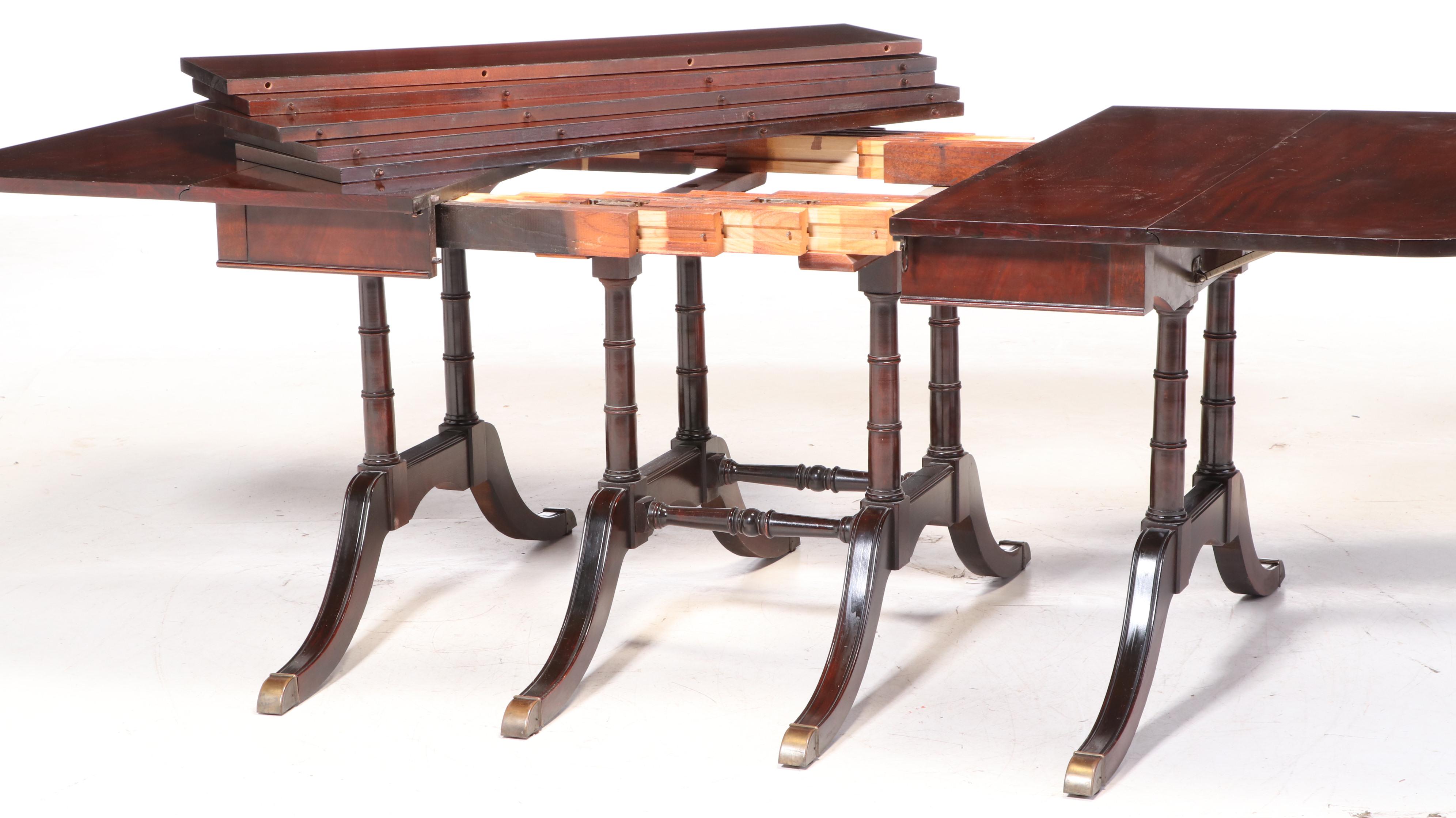 White Furniture Co. Classical Style Mahogany-Veneered and Stained Dining Suite