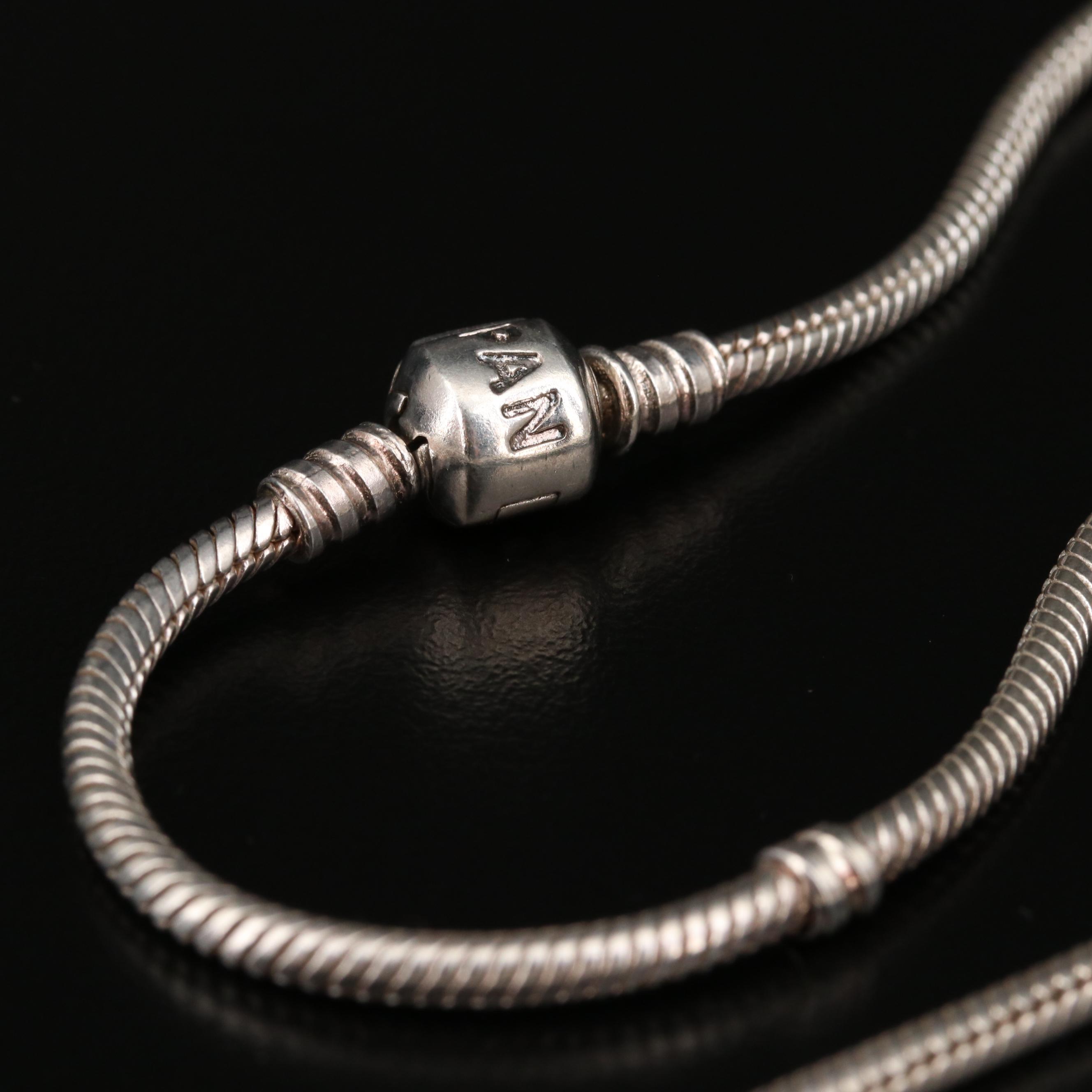 Pandora Sterling Silver Pearl and Cubic Zirconia Charm Necklace