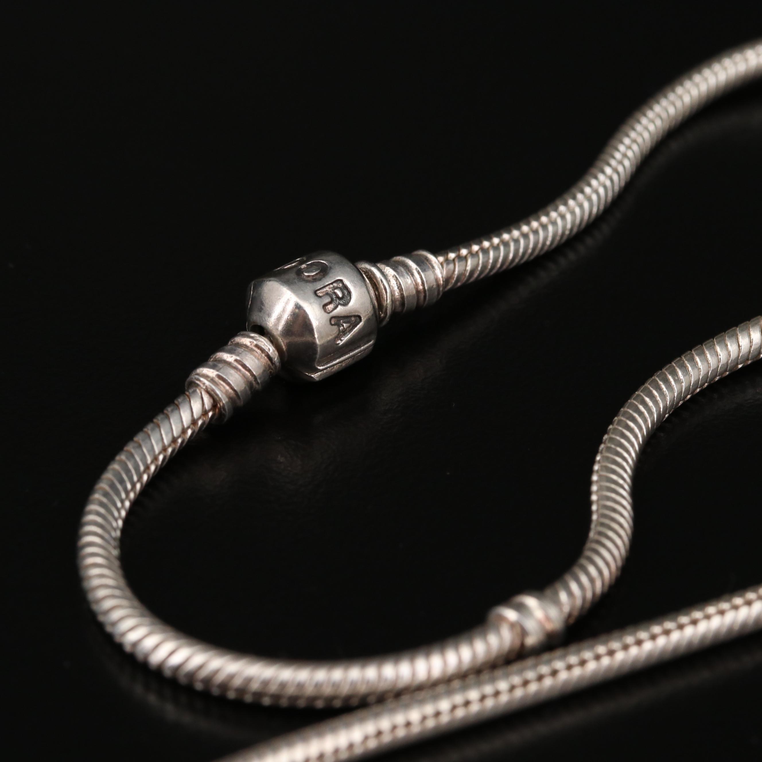 Pandora Sterling Silver Pearl and Cubic Zirconia Charm Necklace