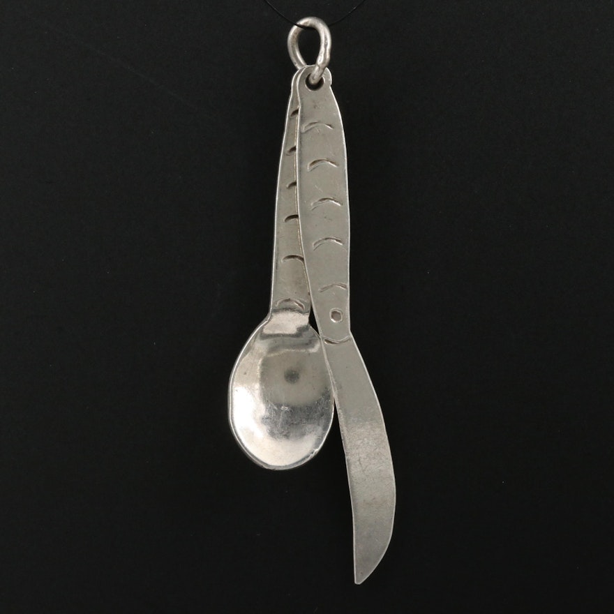 Mexican Sterling Silver Utensils Pendant