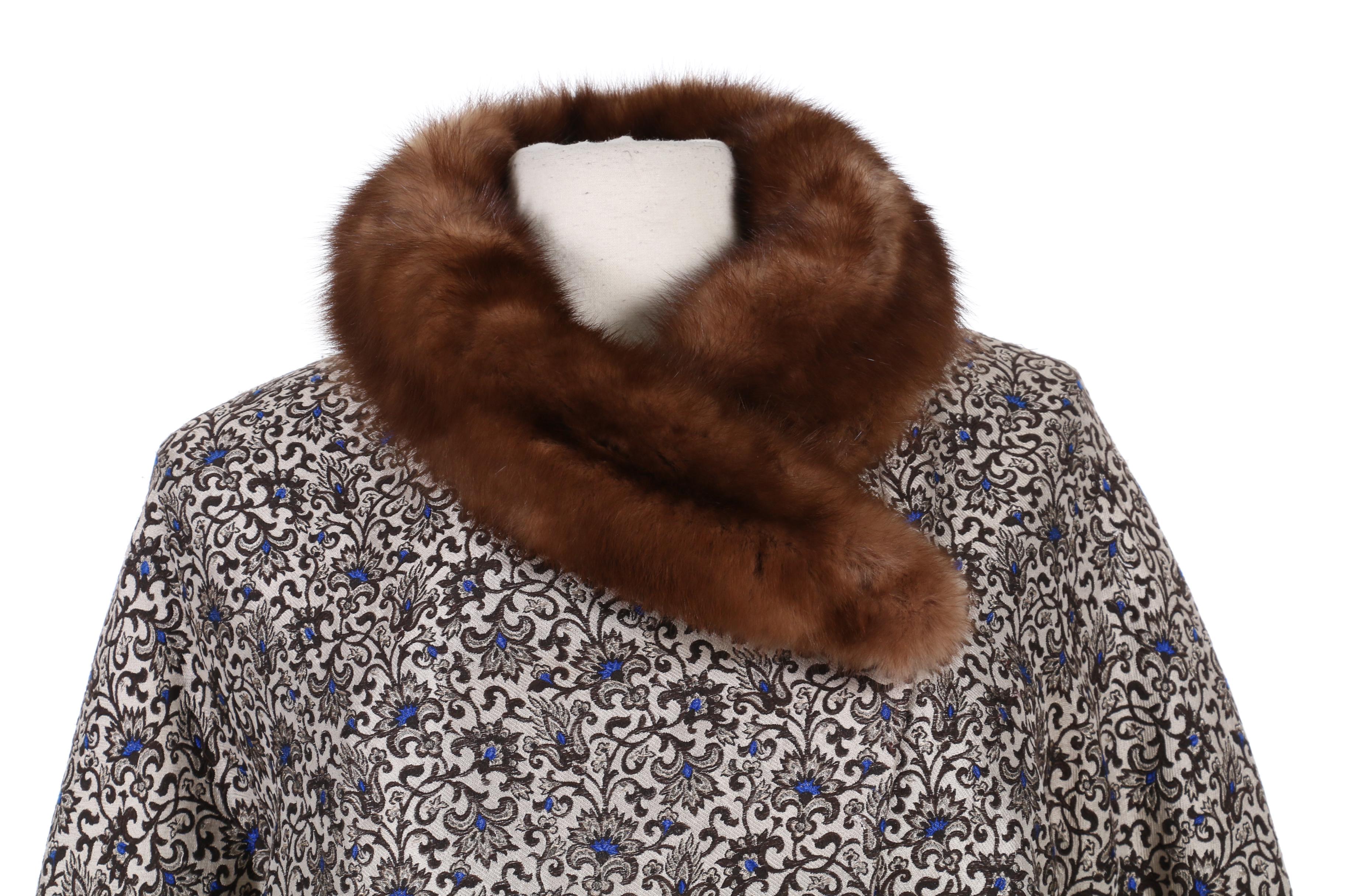 Christian Rupert Wrap-Front Brocade Crop Jacket with Sable Fur Collar