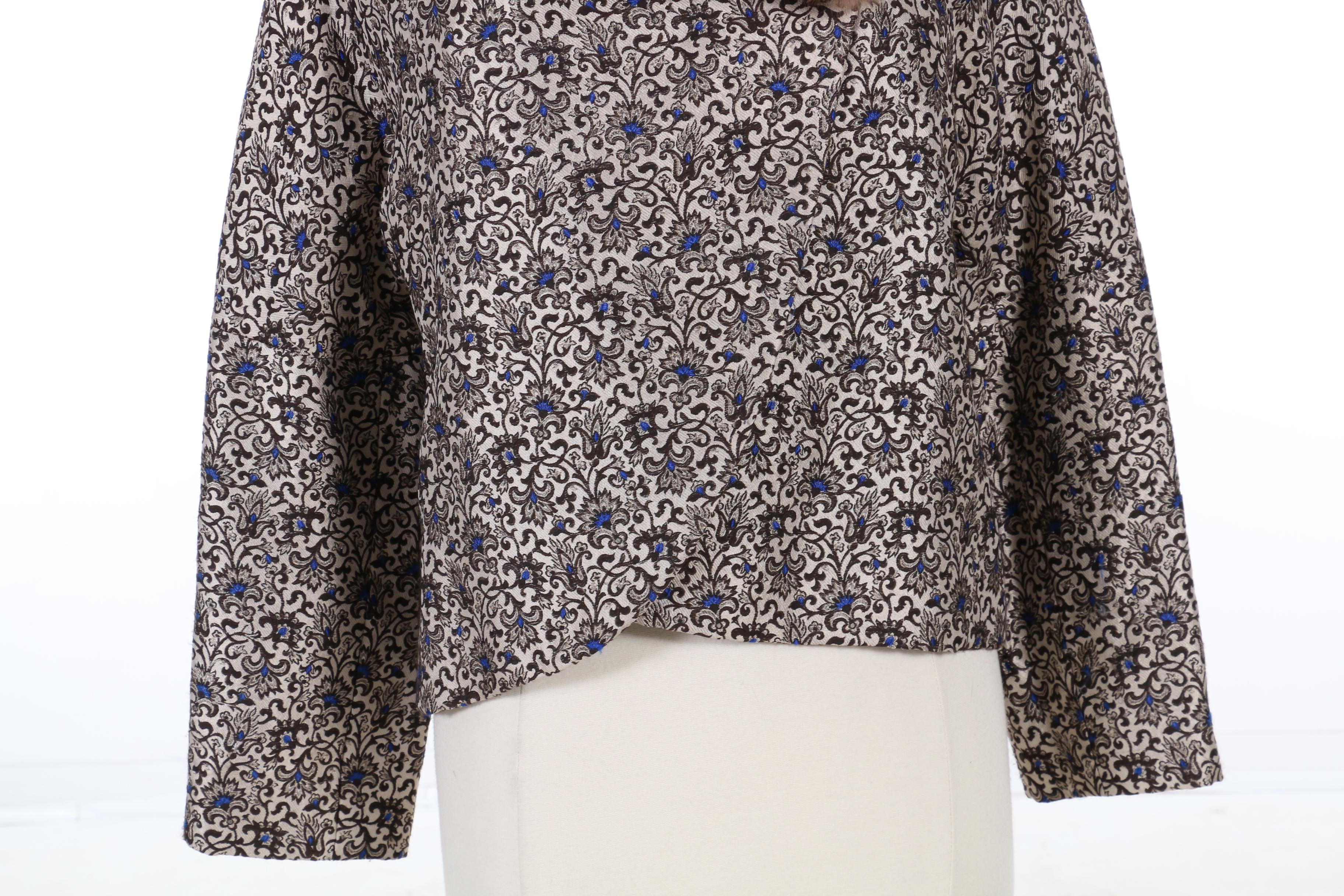 Christian Rupert Wrap-Front Brocade Crop Jacket with Sable Fur Collar