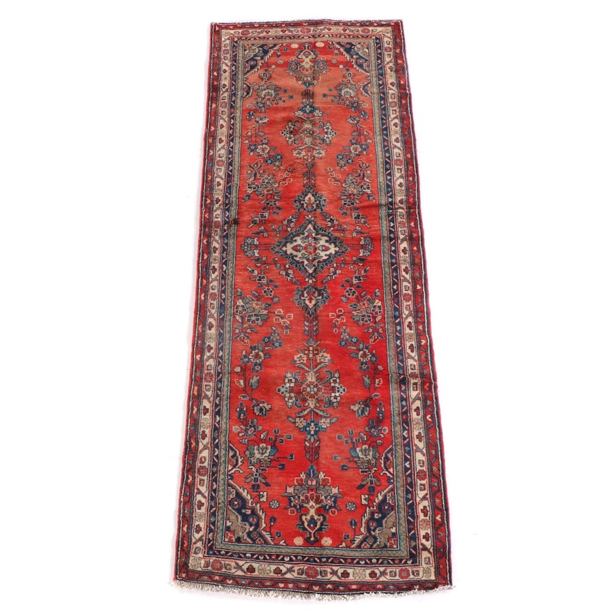 3'7 x 10'2 Hand-Knotted Persian Yazd Wool Long Rug