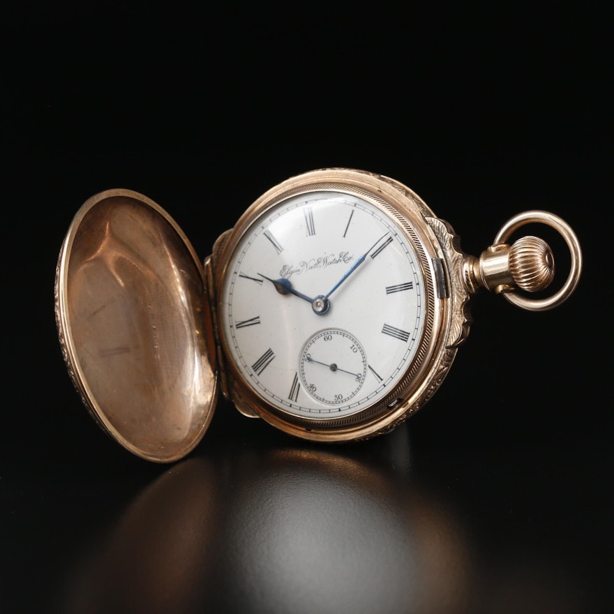 1891 Elgin Box Hinged Gold Filled Pocket Watch