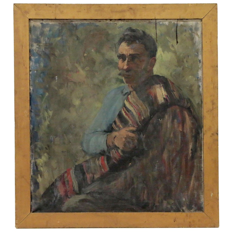 Oil Painting Portrait of a Man, Early to Mid-20th Century