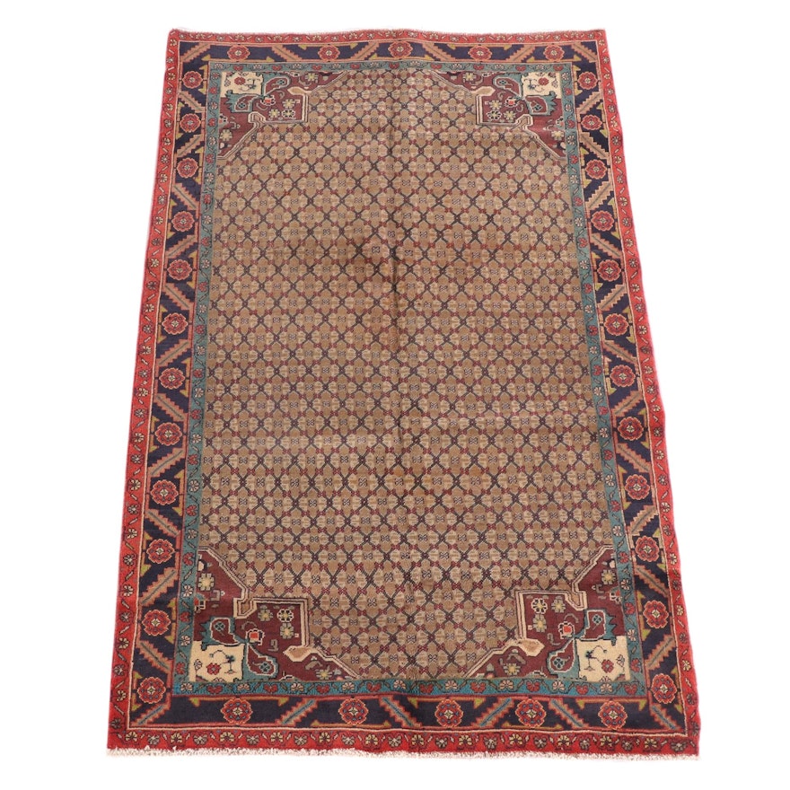 4'11 x 8'1 Hand-Knotted Persian Malayer Wool Rug