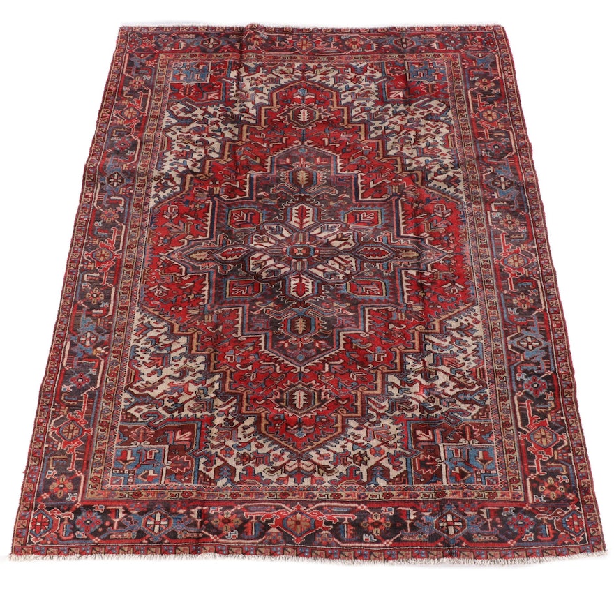 7'9 x 9'11 Hand-Knotted Persian Heriz Wool Rug