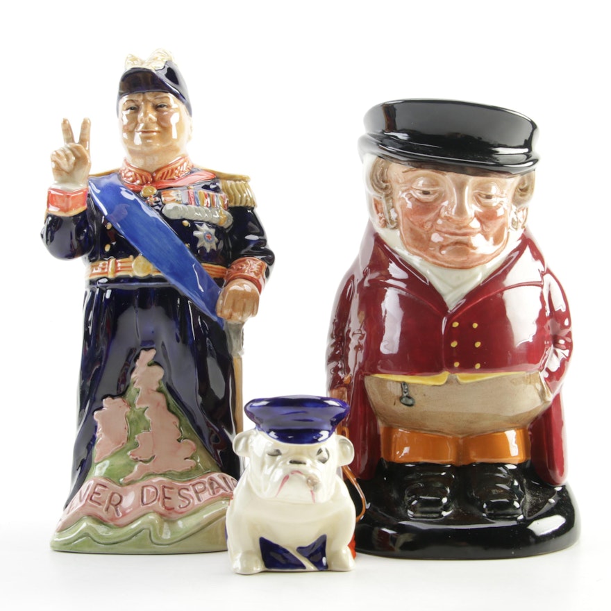 Royal Doulton "The Huntsman" and Other Ceramic Character Jugs