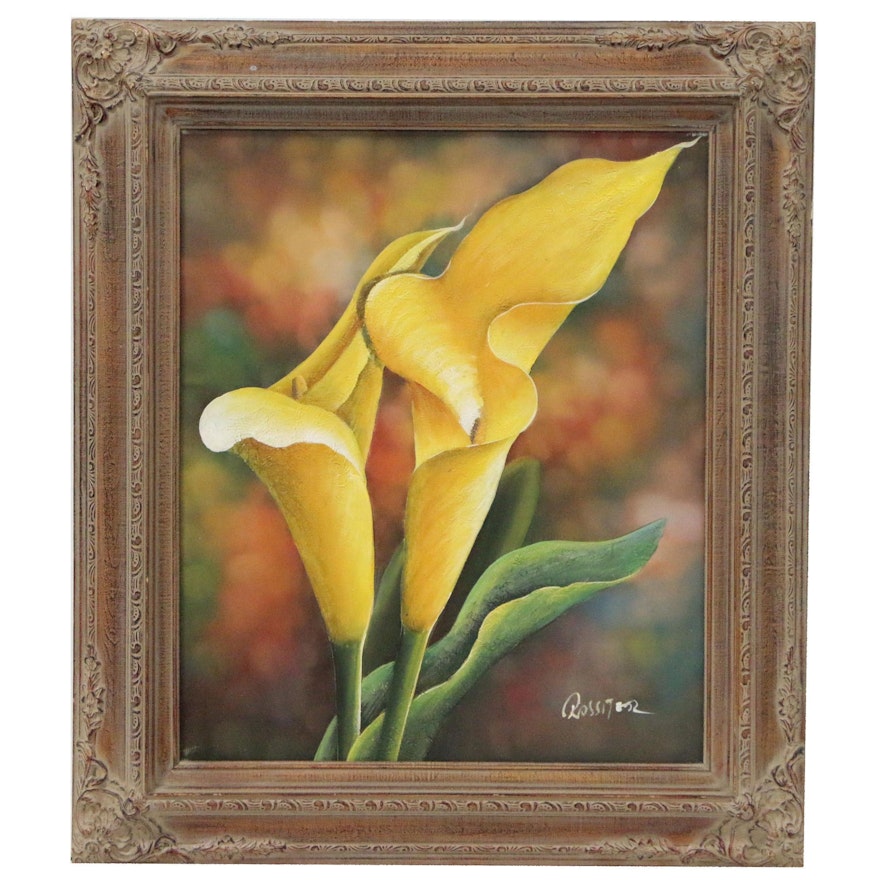 Oil and Acrylic Painting of Calla Lilies