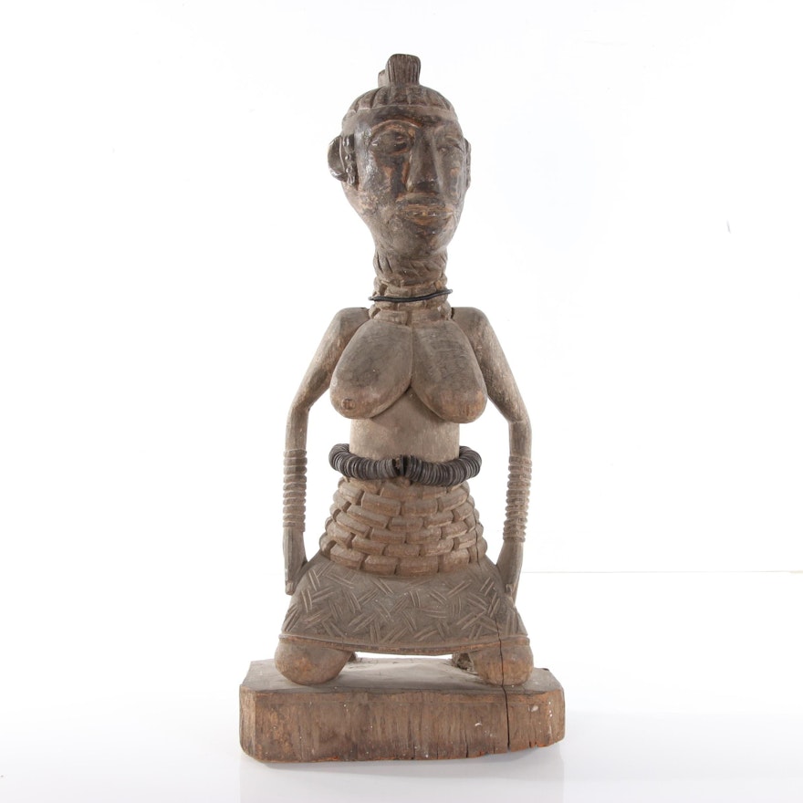 Central African Carved Wood Female Figure