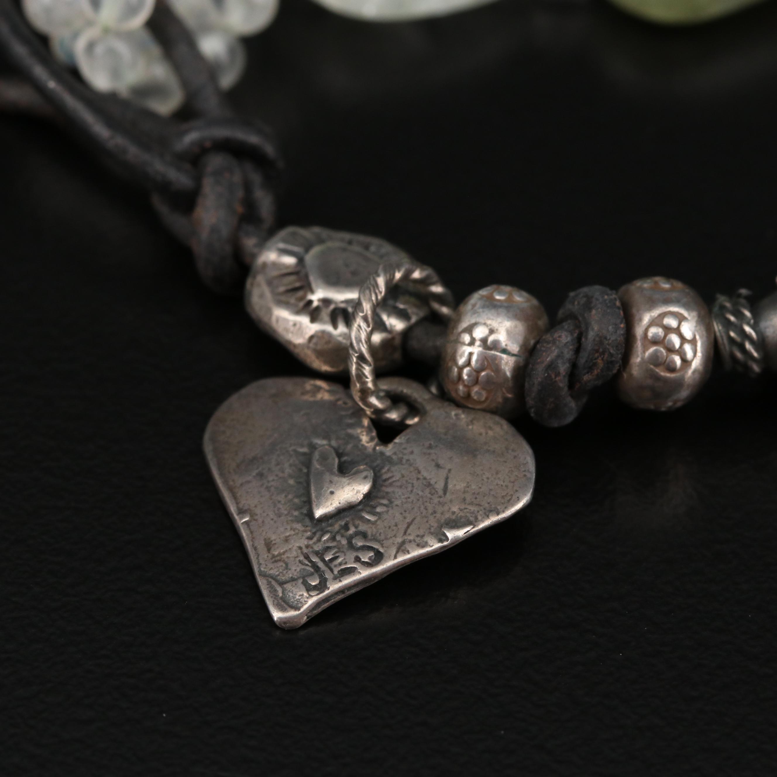 Jes Maharry Sterling Turquoise, Peridot and Moonstone Beaded Bracelet