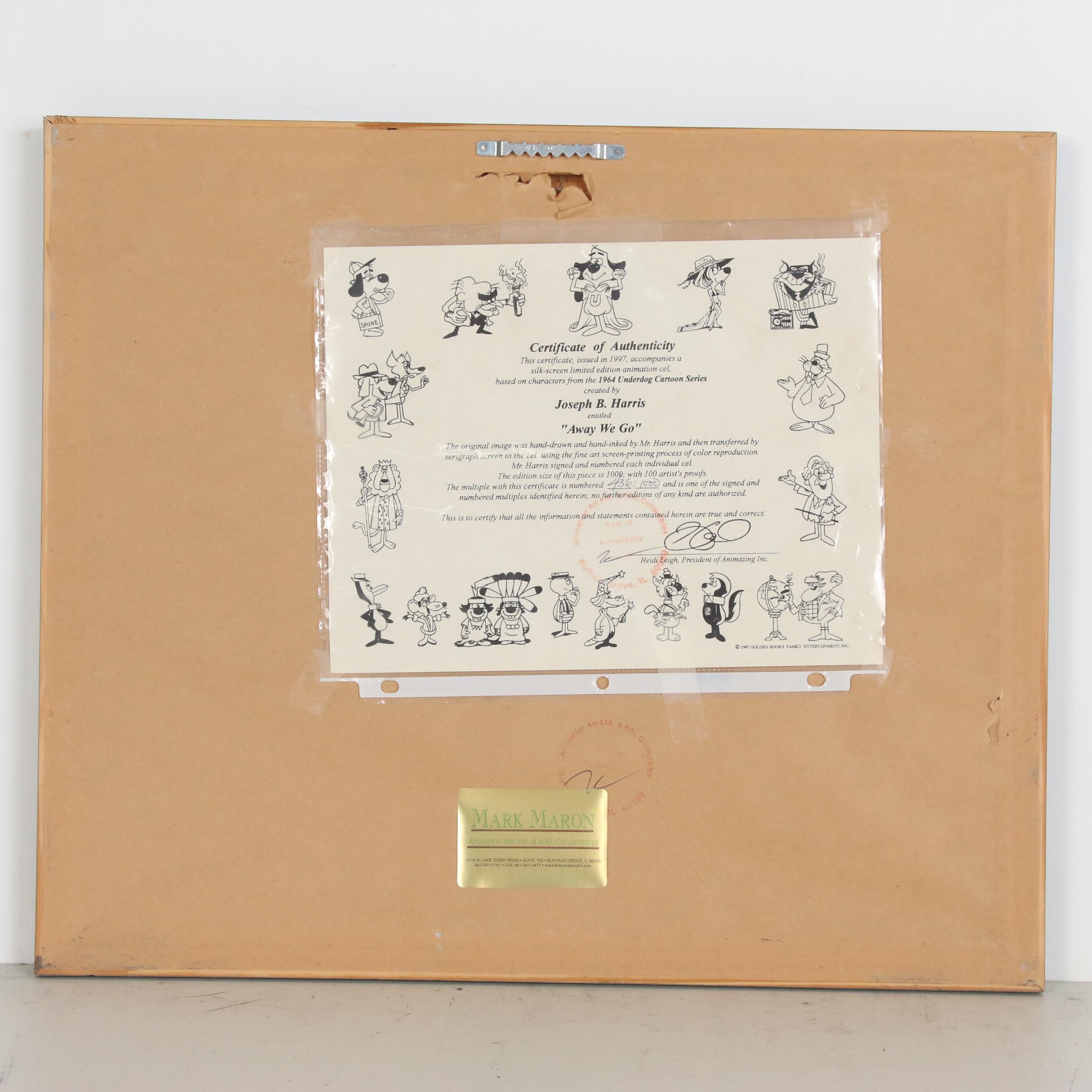 Joe Harris Underdog Animation Sericel "Away We Go", 1997