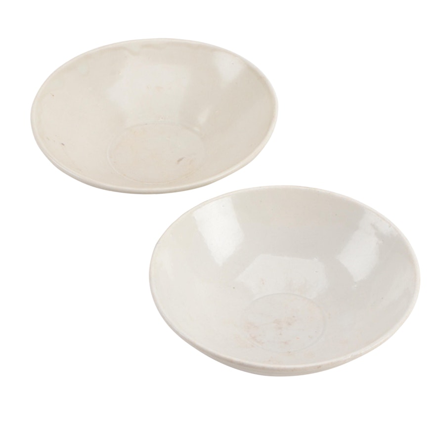 Blanc de Chine Glazed Earthenware Footed Bowls