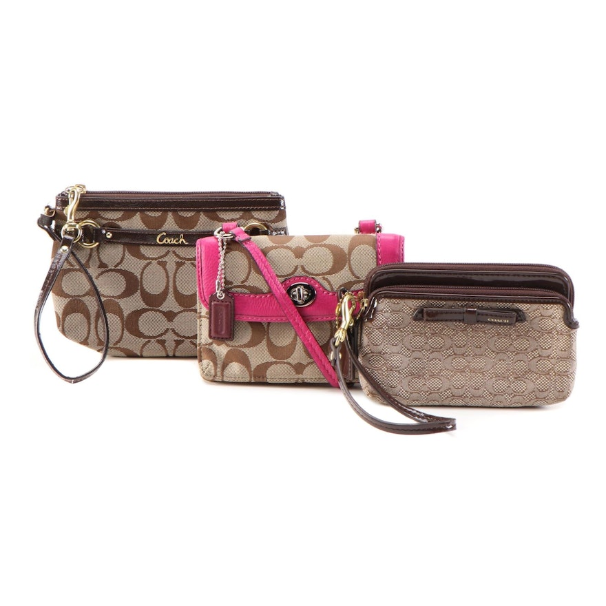 Coach Dylan Crossbody Swing Bag, Poppy Double Zip Wallet and Wristlet Clutch