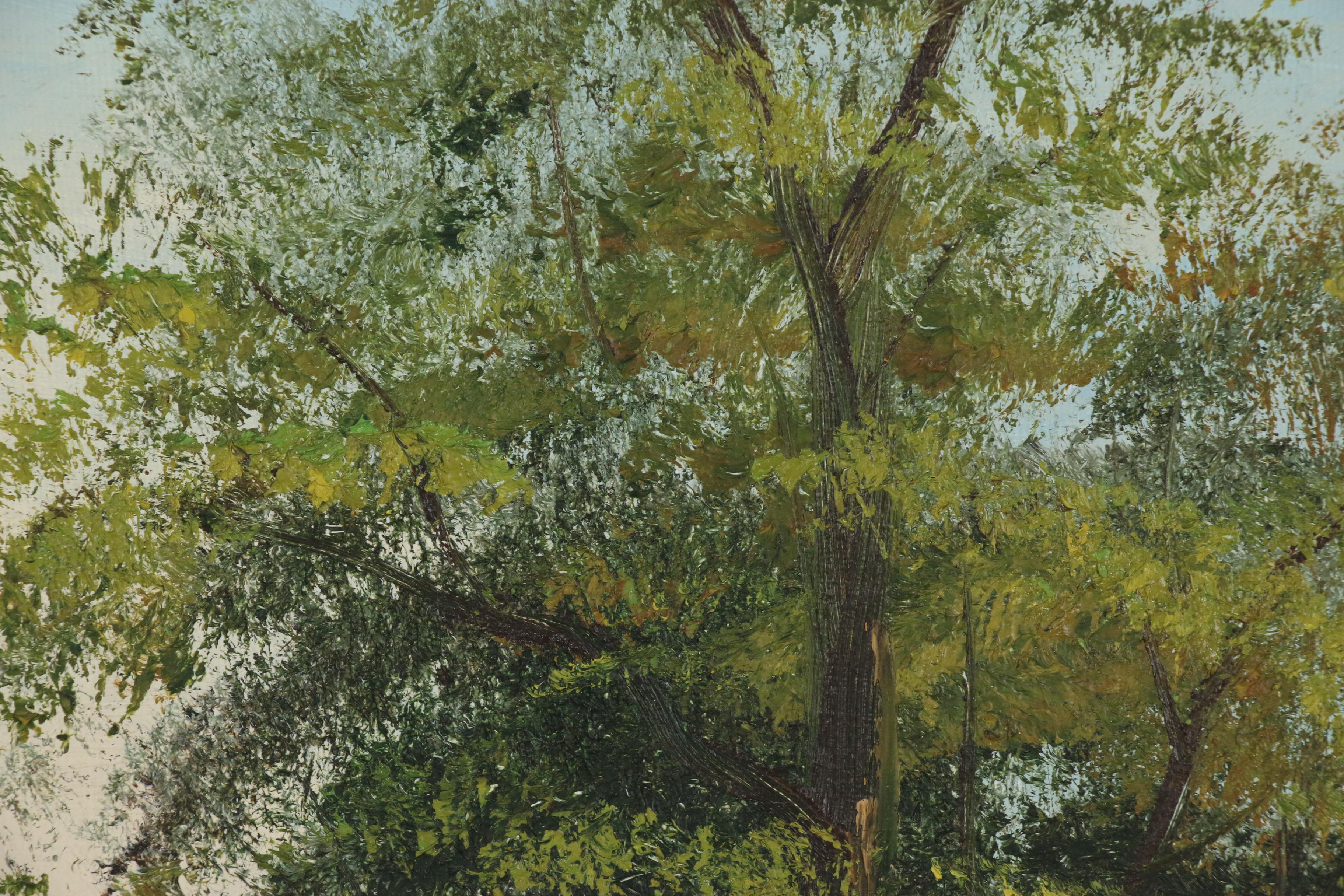 Anthony Cabbetti Lakeside Landscape Oil Painting, Late 20th Century