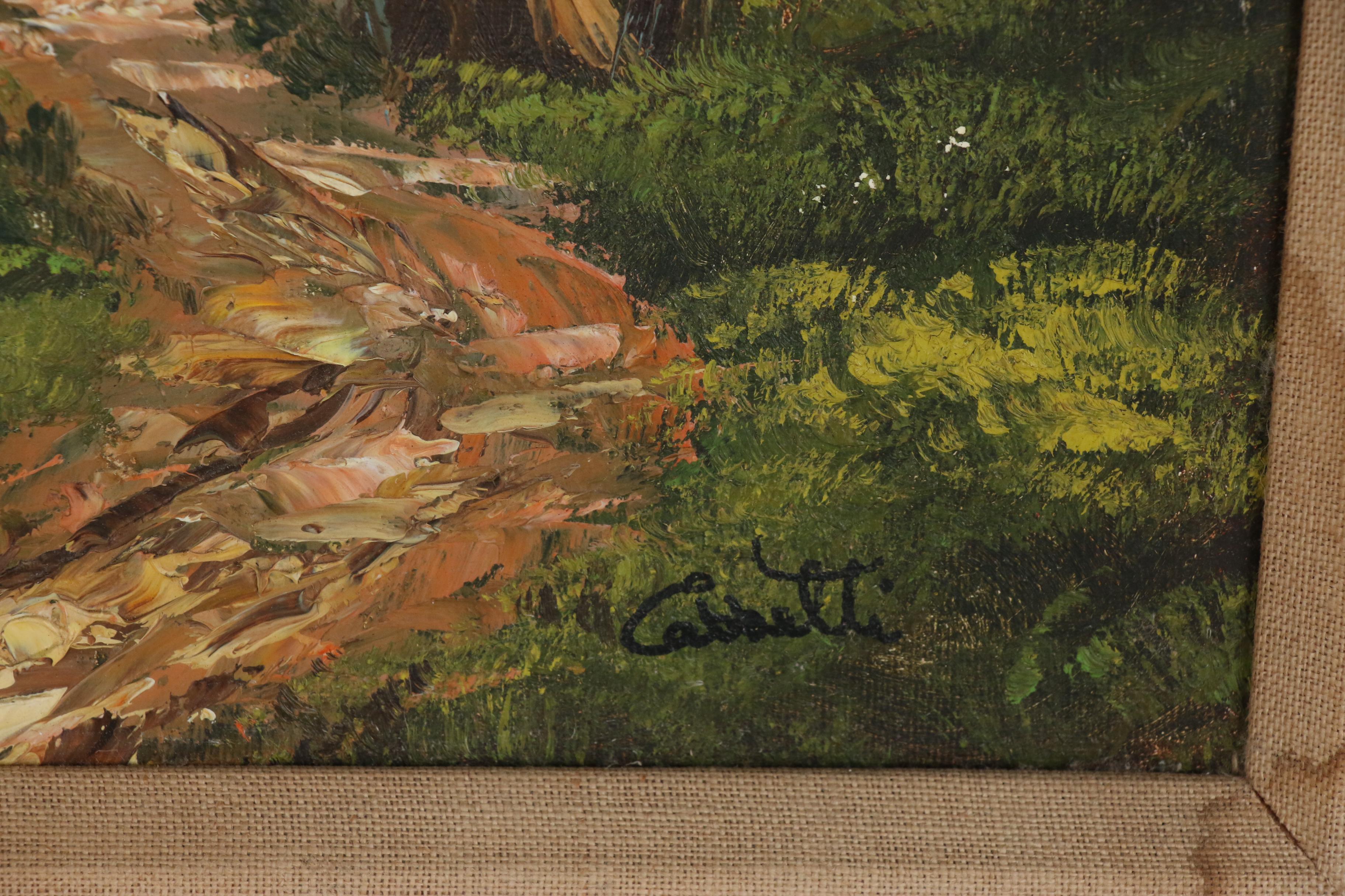 Anthony Cabbetti Lakeside Landscape Oil Painting, Late 20th Century