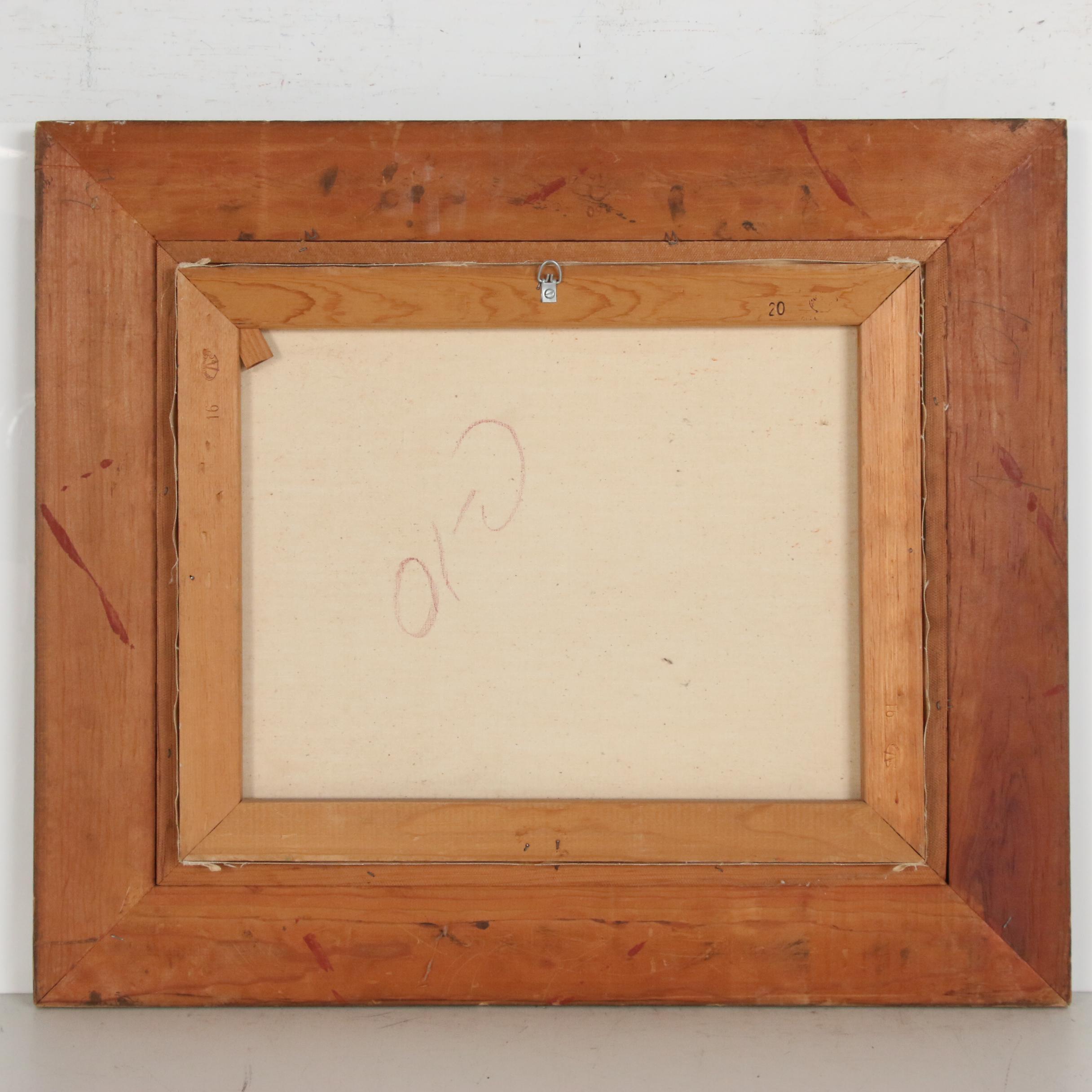 Anthony Cabbetti Lakeside Landscape Oil Painting, Late 20th Century