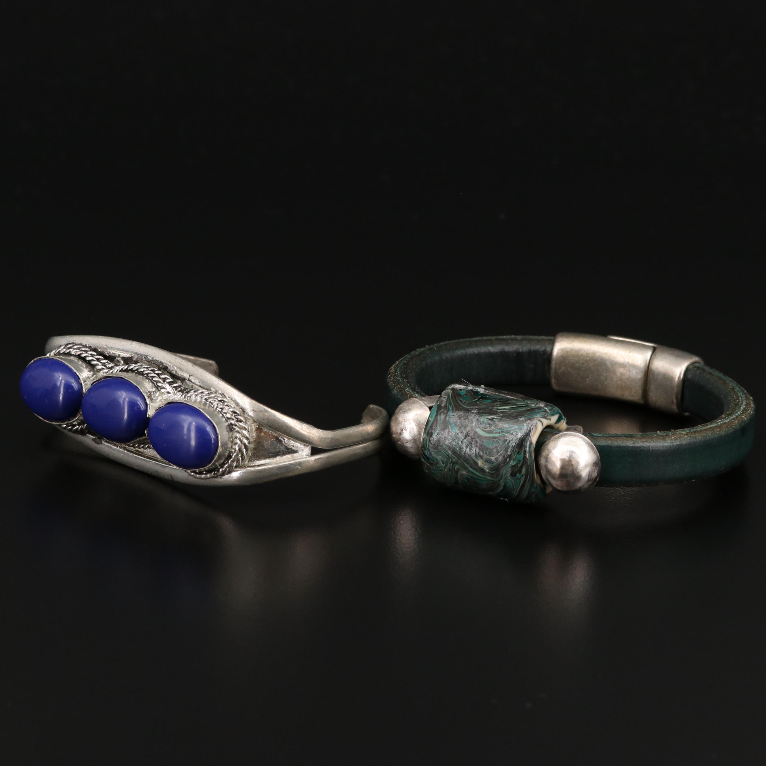 Bracelets Including Carnelian, Malachite and Faux Lapis Lazuli