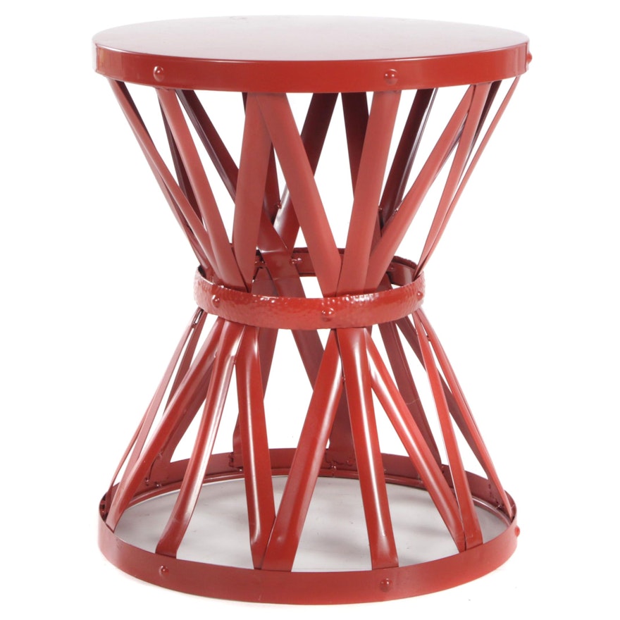 Red Metal Cinched End Table