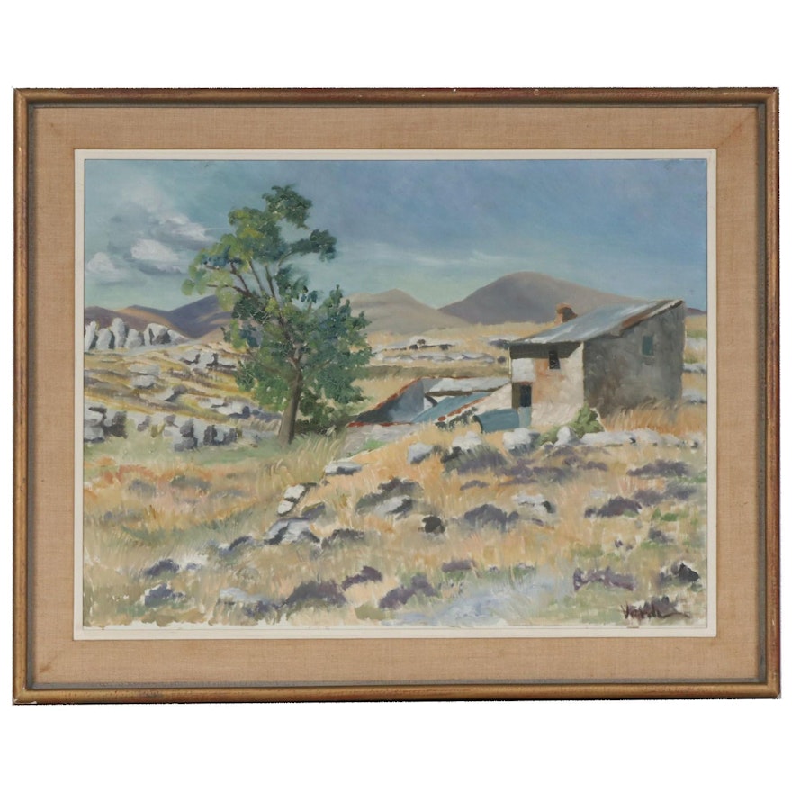 Aleksander Vardi Landscape Oil Painting, Mid-20th Century