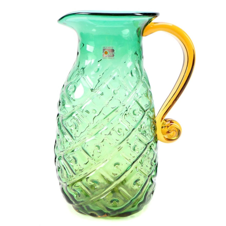 Blenko Blown Glass Pineapple Juice Pitcher, Mid to Late 20th Century