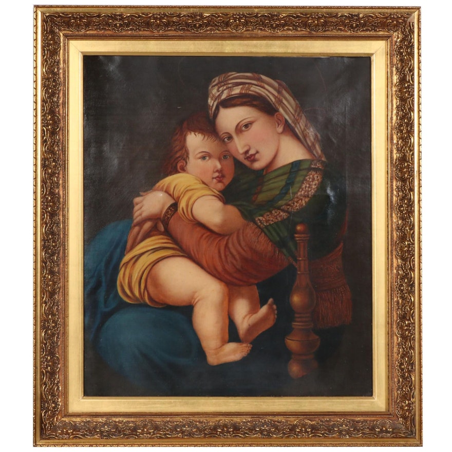Copy Oil Painting After Raphael "Madonna Della Seggiola"