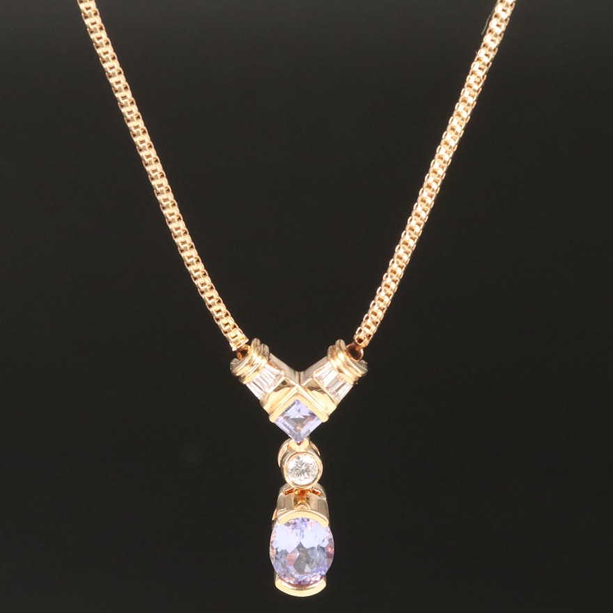 14K Tanzanite and Diamond Necklace