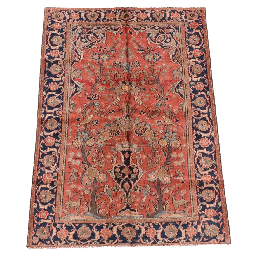 4'3 x 6'4 Hand-Knotted Persian Qashqai Wool Rug