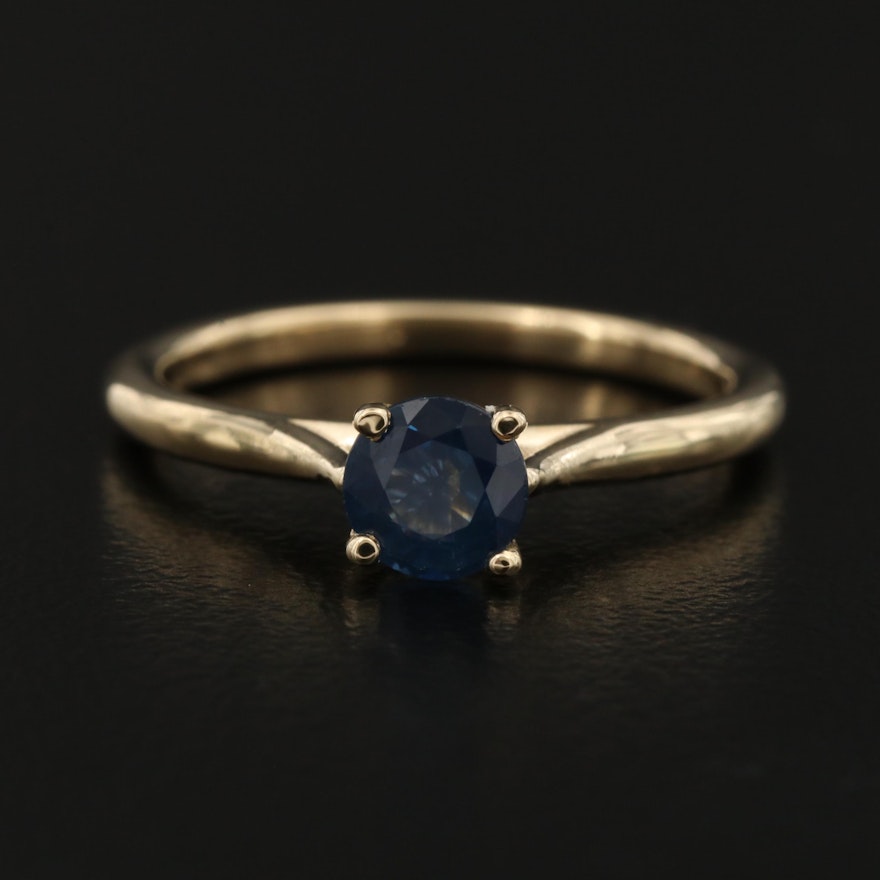 14K Sapphire Cathedral Solitaire Ring