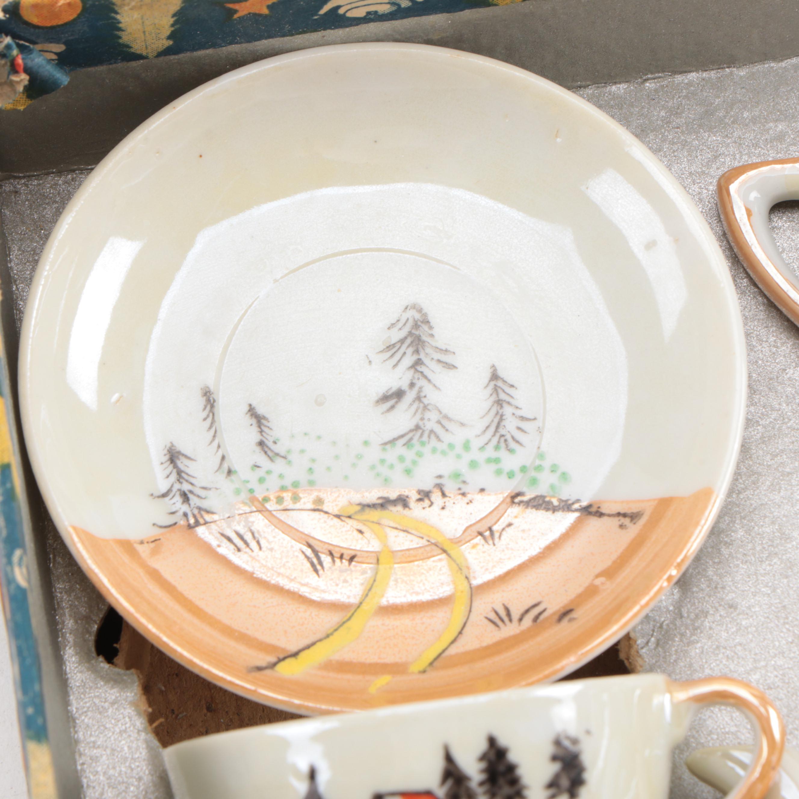 Japanese Porcelain Lustreware Toy Tea Sets in Boxes, Mid-20th Century