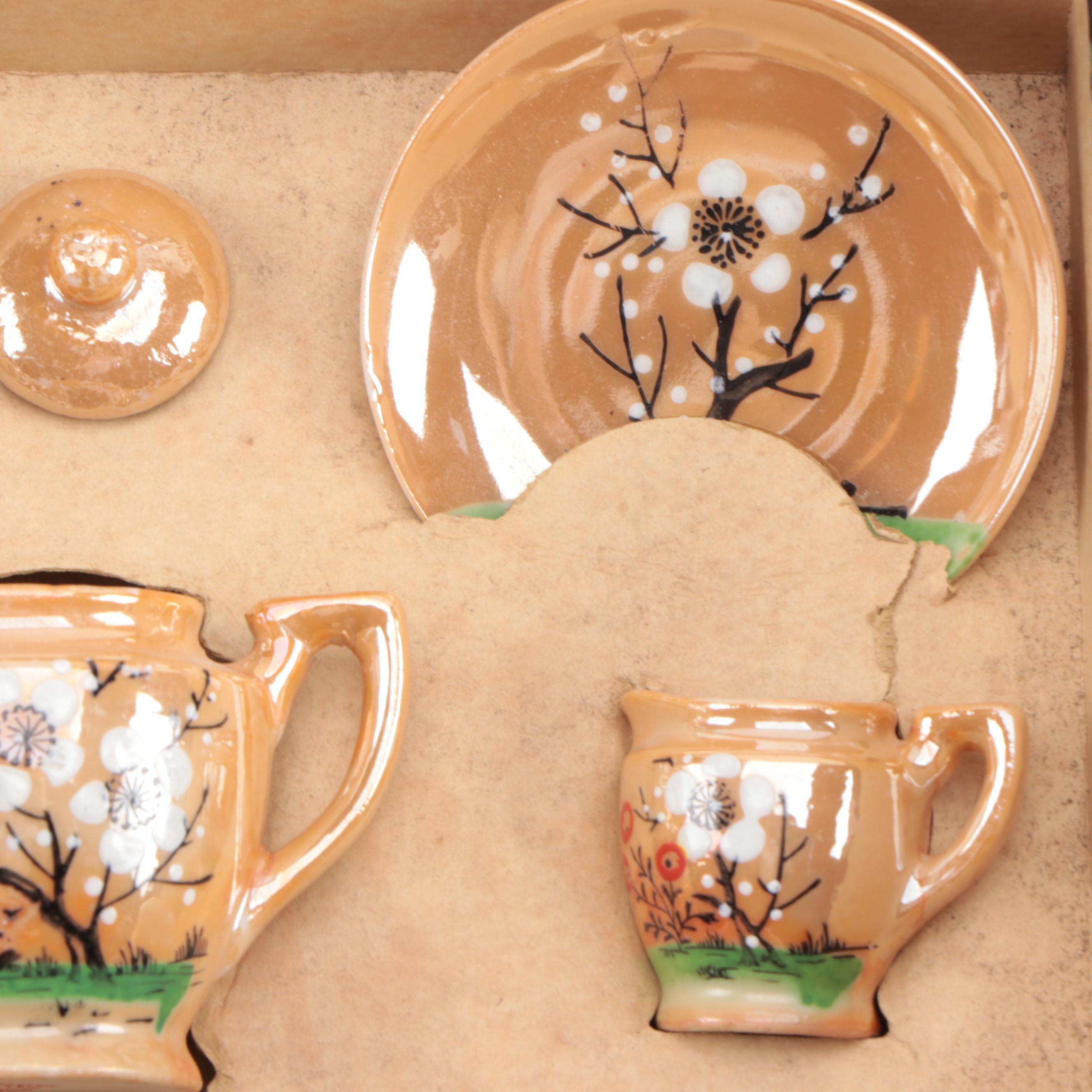Japanese Porcelain Lustreware Toy Tea Sets in Boxes, Mid-20th Century