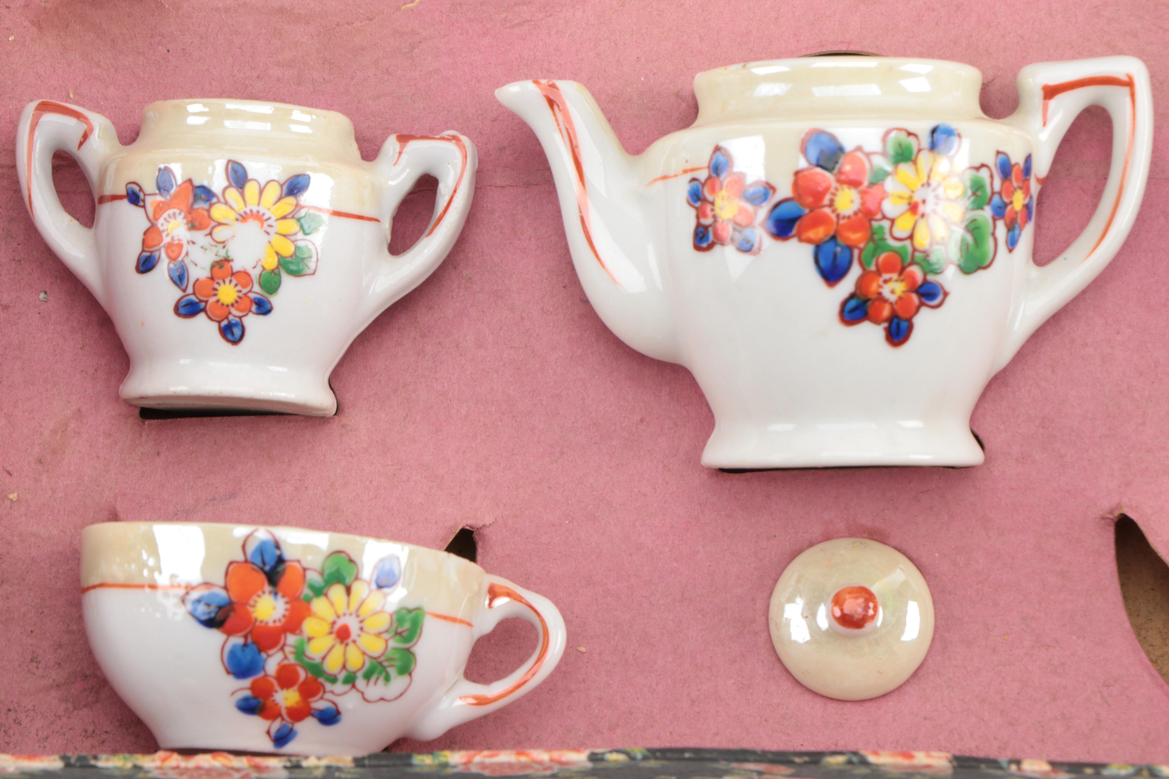 Japanese Porcelain Lustreware Toy Tea Sets in Boxes, Mid-20th Century