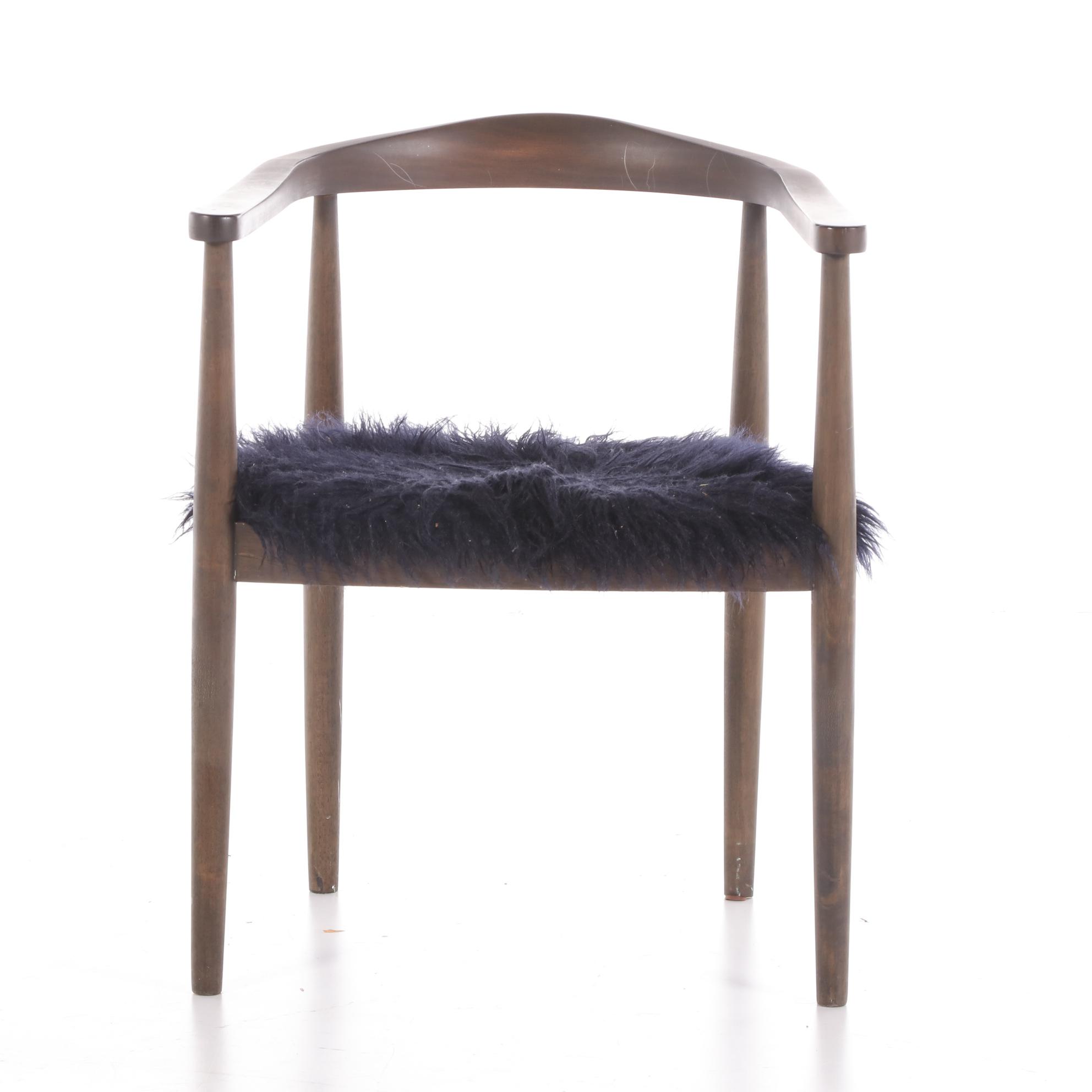 Threshold Walnut and Faux Fur Arm Chair