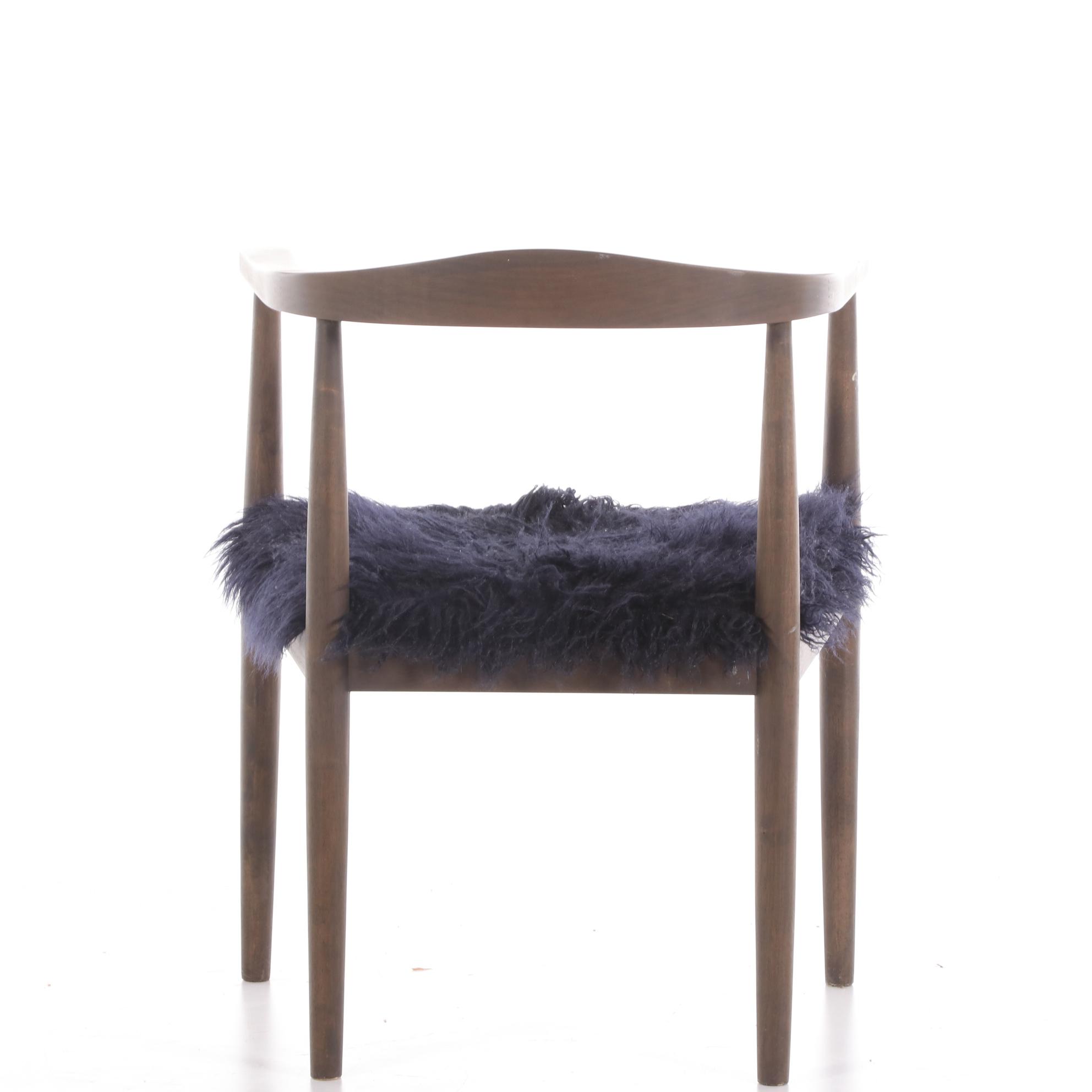 Threshold Walnut and Faux Fur Arm Chair
