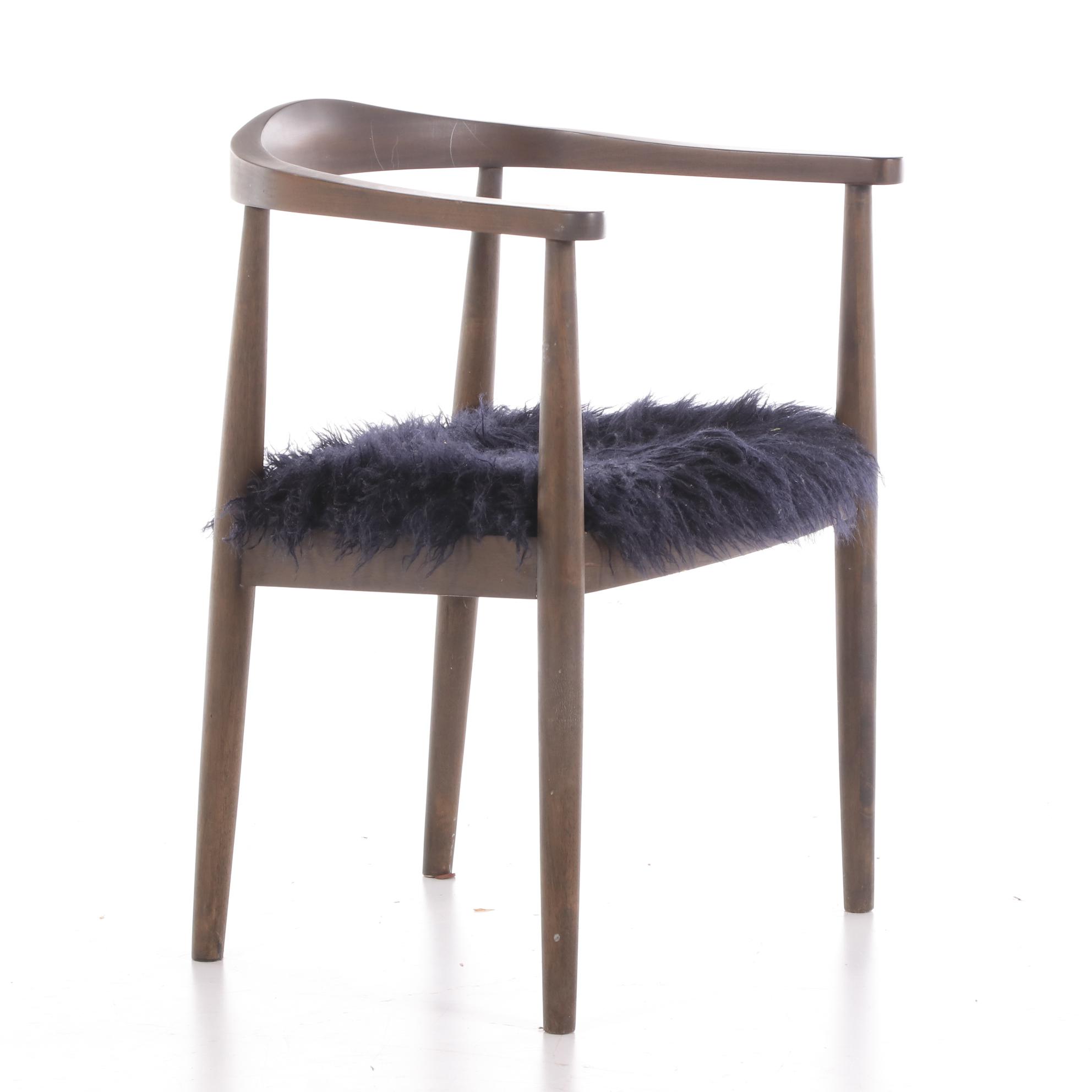Threshold Walnut and Faux Fur Arm Chair