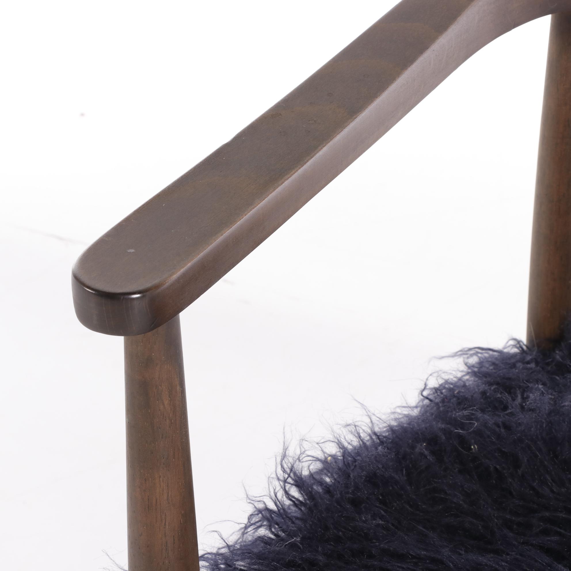 Threshold Walnut and Faux Fur Arm Chair