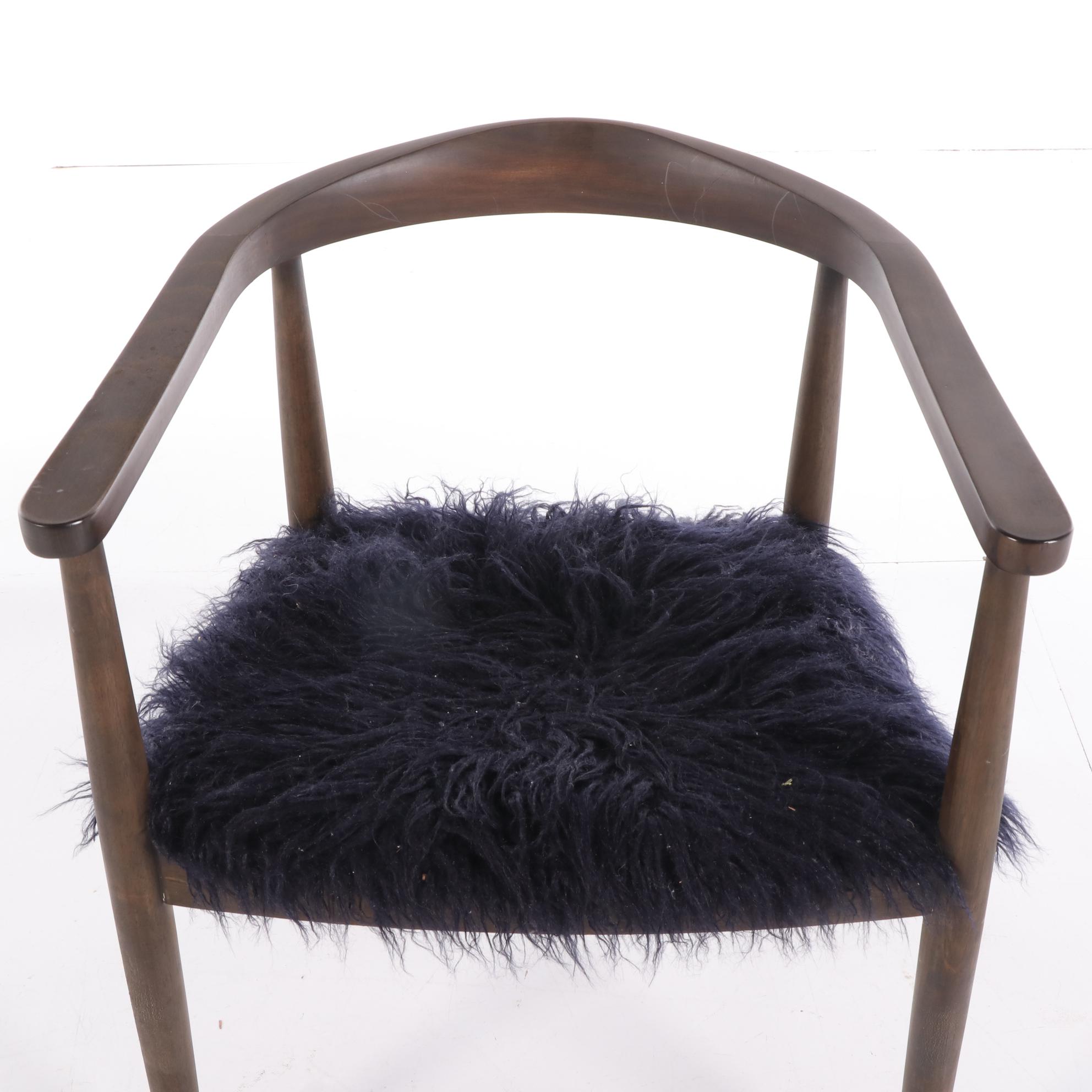 Threshold Walnut and Faux Fur Arm Chair
