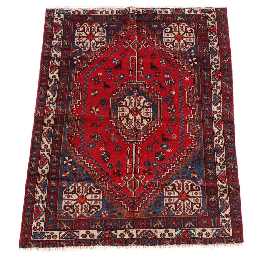 4'11 x 6'6 Hand-Knotted Persian Qashqai Wool Rug