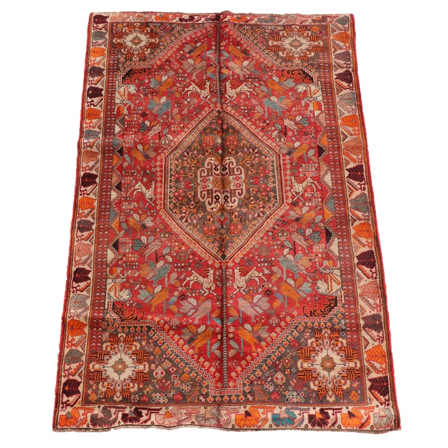 5'5 x 8'6 Hand-Knotted Persian Qashqai Wool Rug