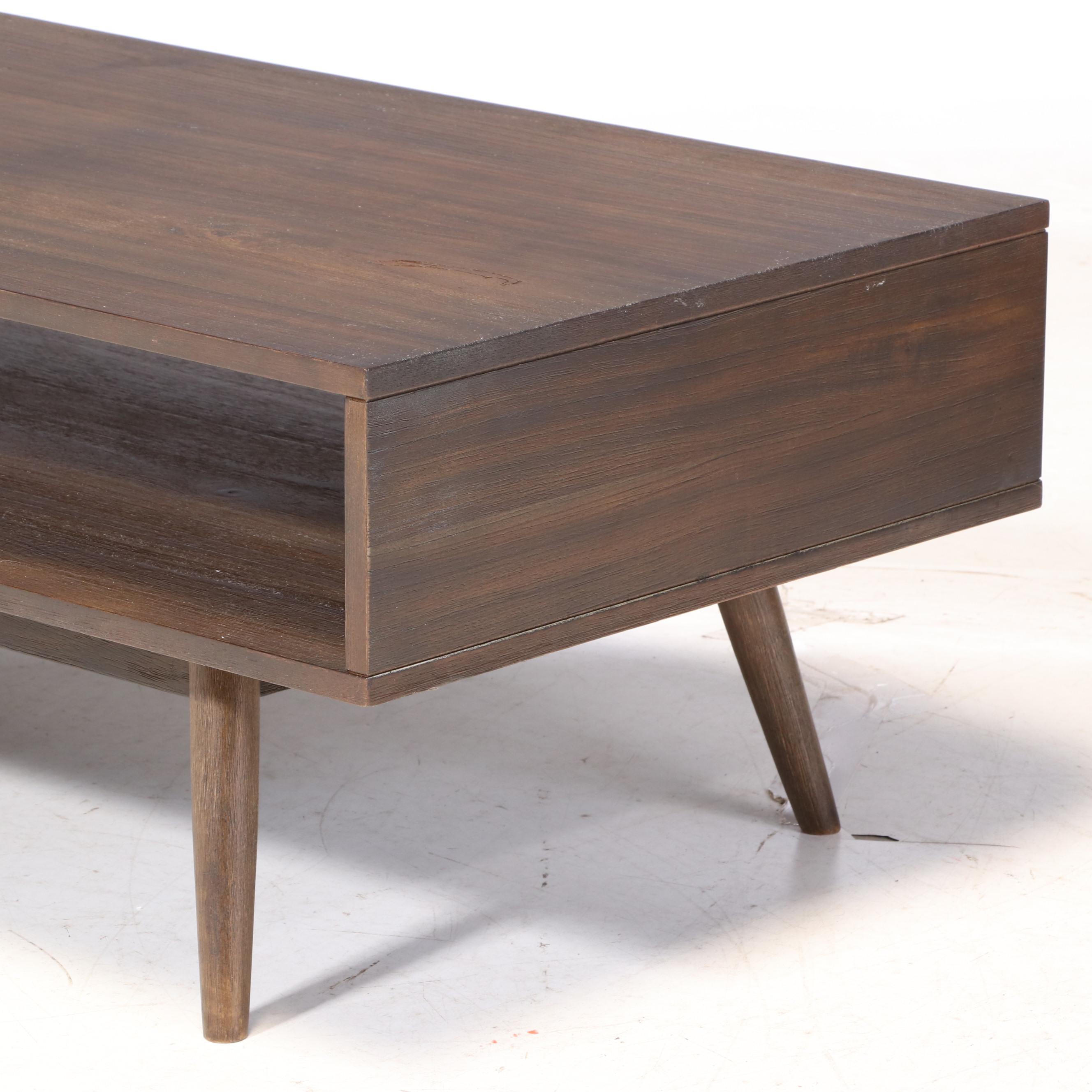 Signature Furniture Contemporary Modern Grained Wood Coffee Table