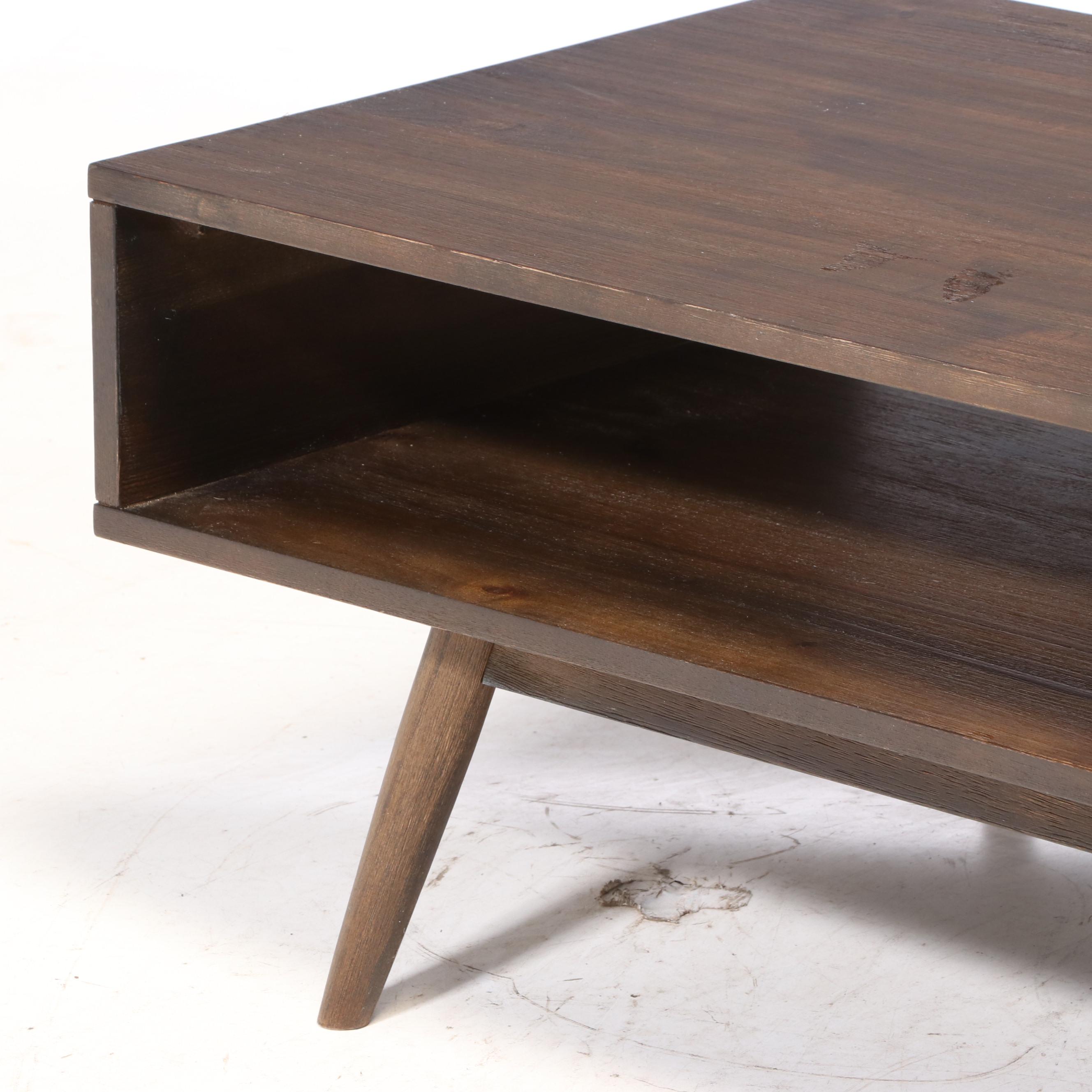 Signature Furniture Contemporary Modern Grained Wood Coffee Table
