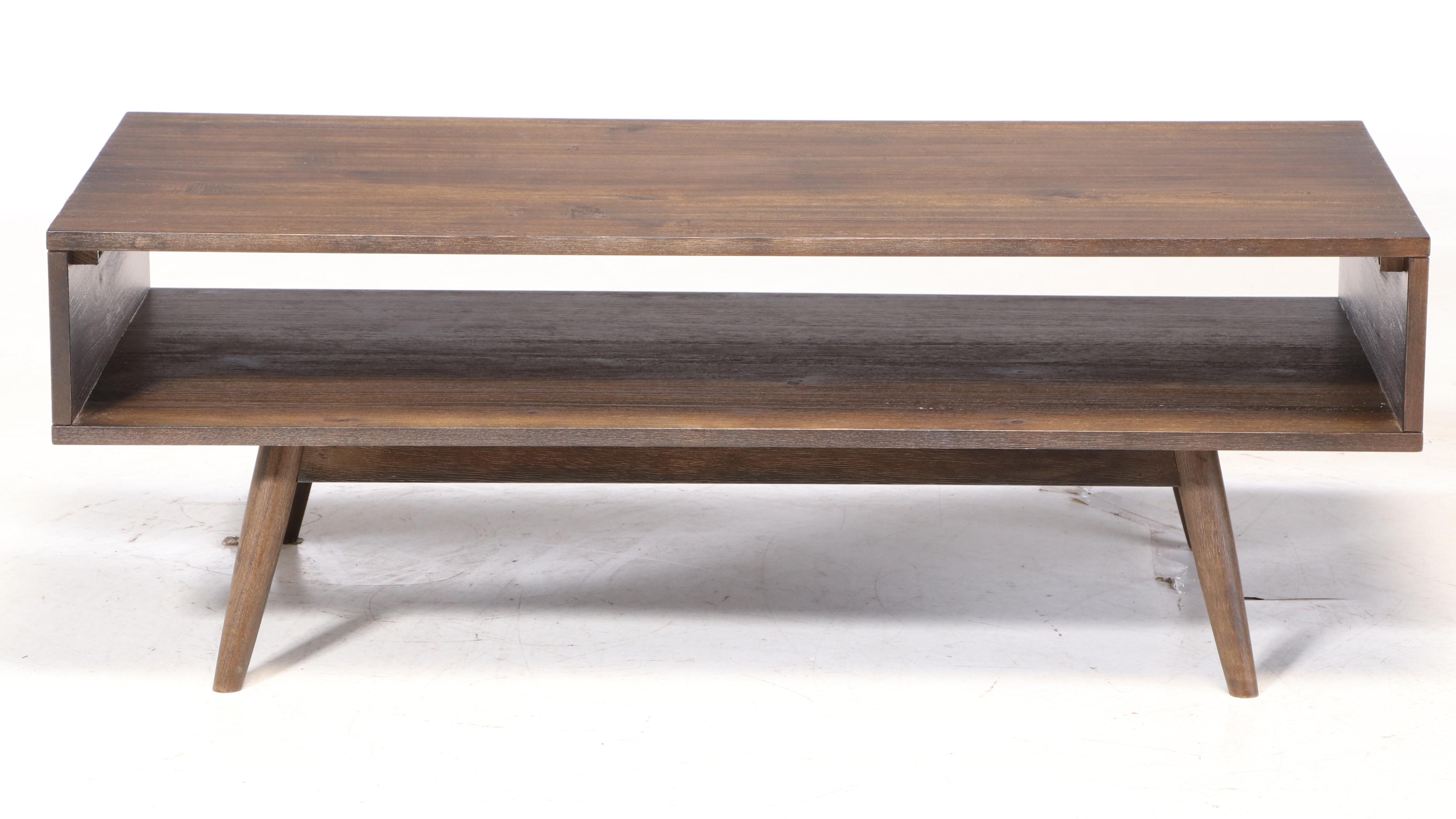 Signature Furniture Contemporary Modern Grained Wood Coffee Table