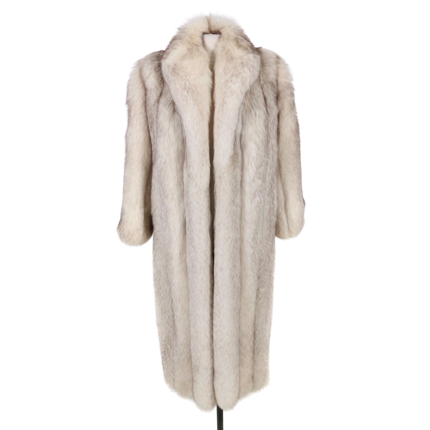 Saga Fox Blue Fox Fur Full Pelt Coat, Late 20th Century