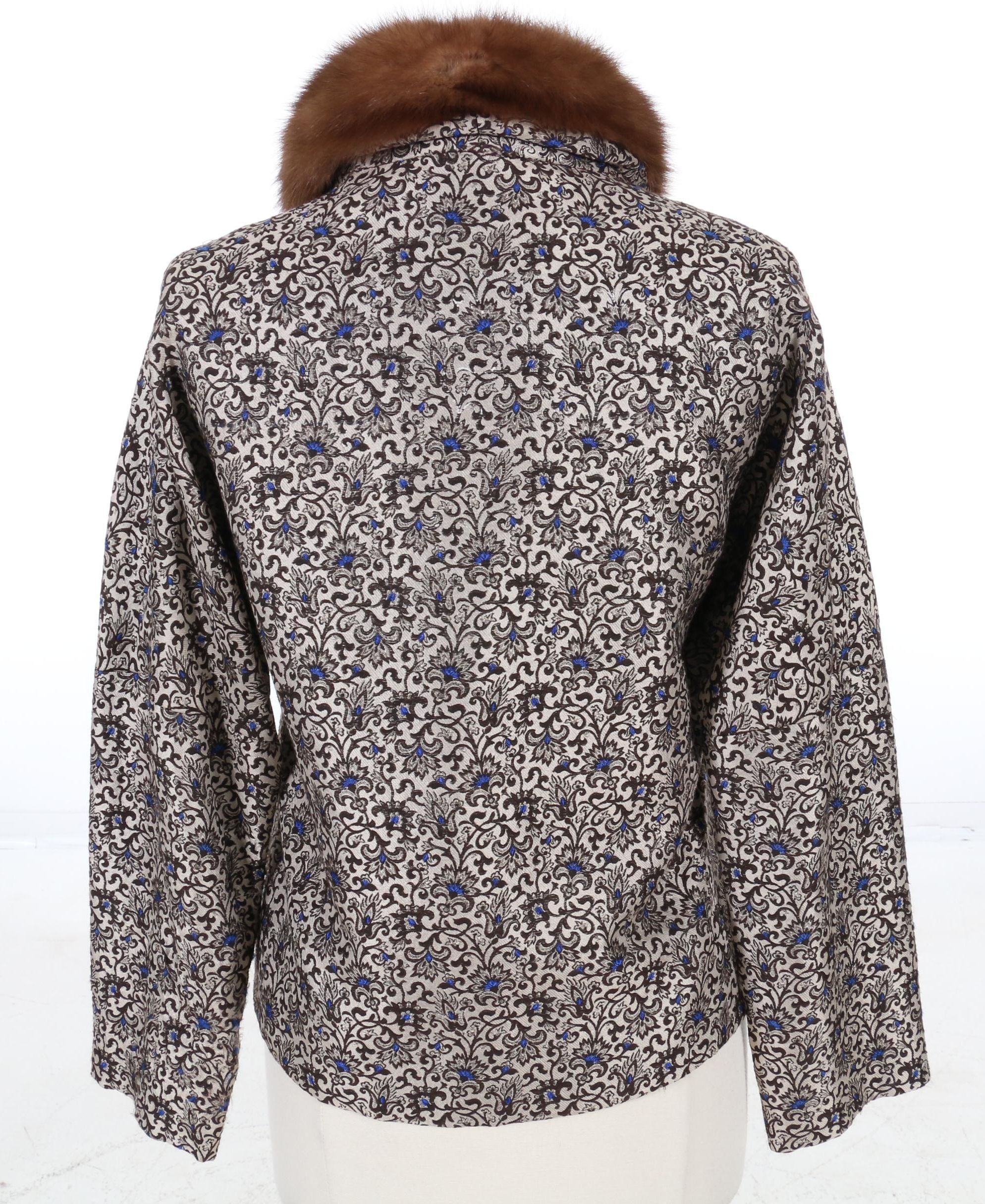 Christian Rupert Wrap-Front Brocade Crop Jacket with Sable Fur Collar