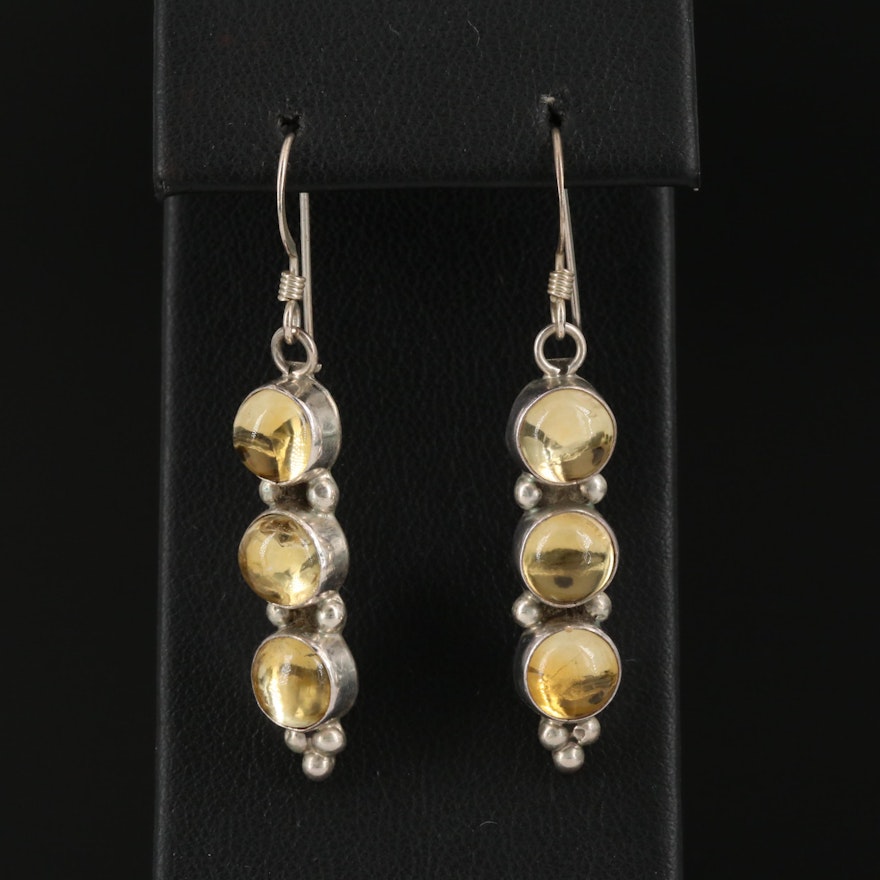 Sterling Silver Citrine Drop Earrings