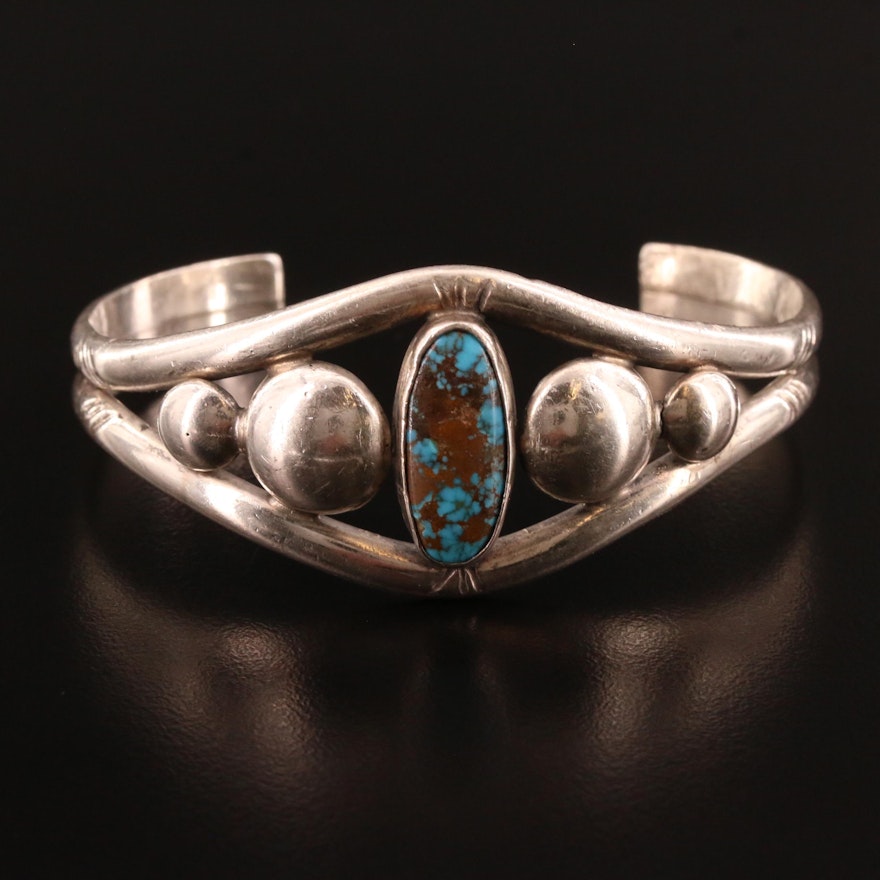 Western Style Sterling Silver Turquoise Cuff Bracelet