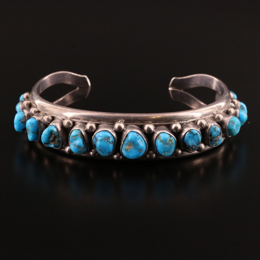 Western Style Sterling Silver Turquoise Cuff Bracelet