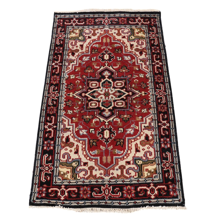 2'11 x 5'3 Hand-Knotted Indo-Persian Heriz Serapi Rug, 2010s