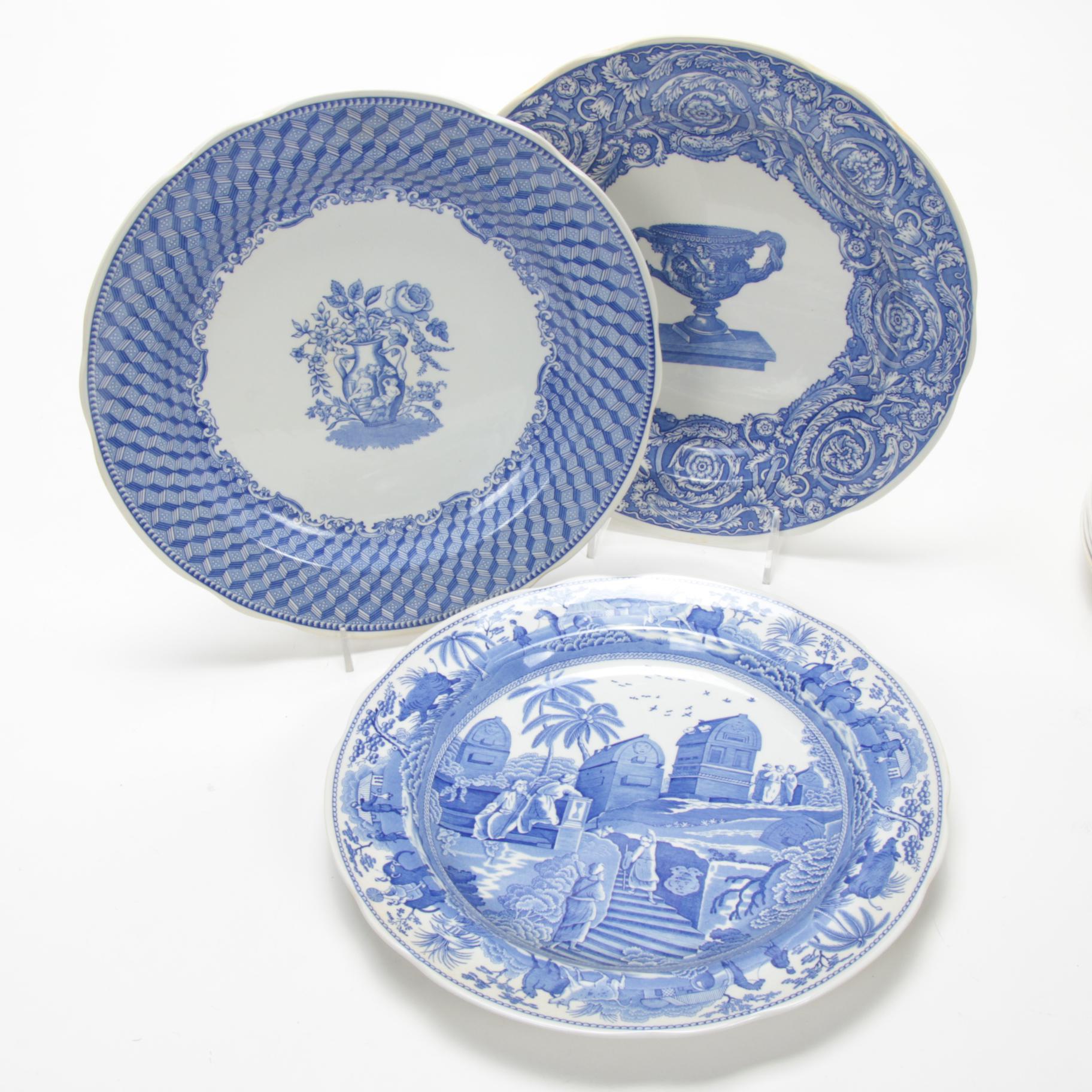 Spode Blue Room Collection Dinner Plates Including "Seasons", "Rome", "Willow"