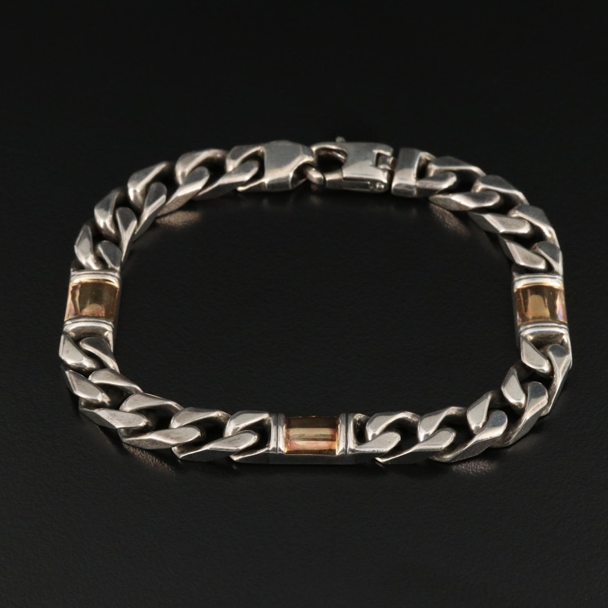 Gucci Sterling Silver Bracelet with 18K Gold Accents